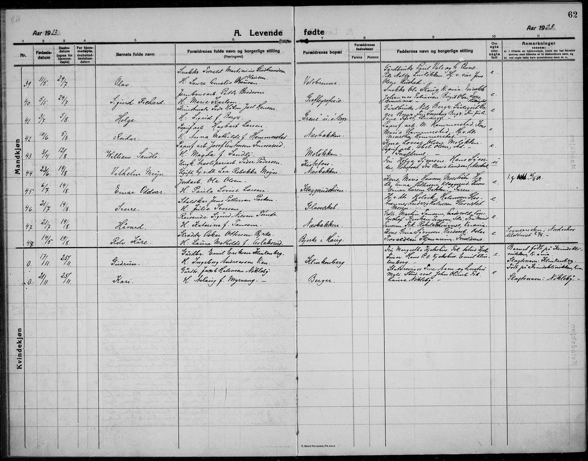 Jevnaker prestekontor, AV/SAH-PREST-116/H/Ha/Haa/L0012: Ministerialbok nr. 12, 1914-1924, s. 62
