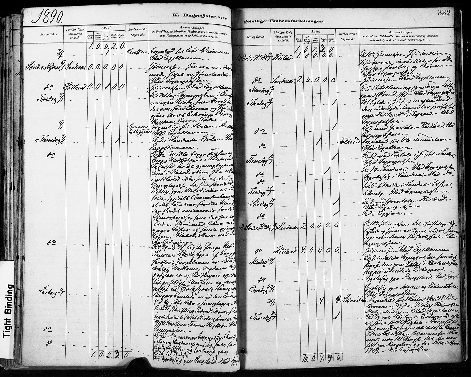 Høyland sokneprestkontor, AV/SAST-A-101799/001/30BA/L0013: Ministerialbok nr. A 13.2, 1889-1898, s. 332