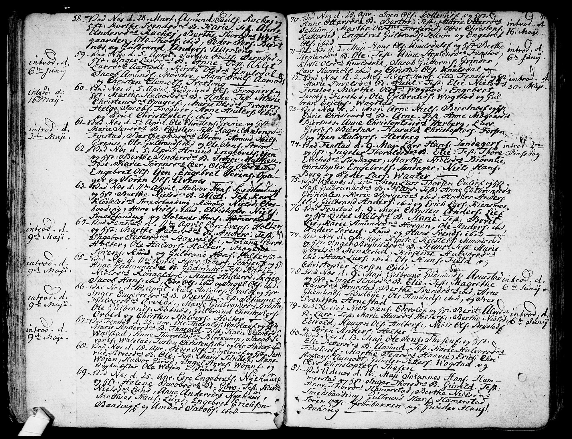 Nes prestekontor Kirkebøker, SAO/A-10410/F/Fa/L0004: Ministerialbok nr. I 4, 1781-1816, s. 42