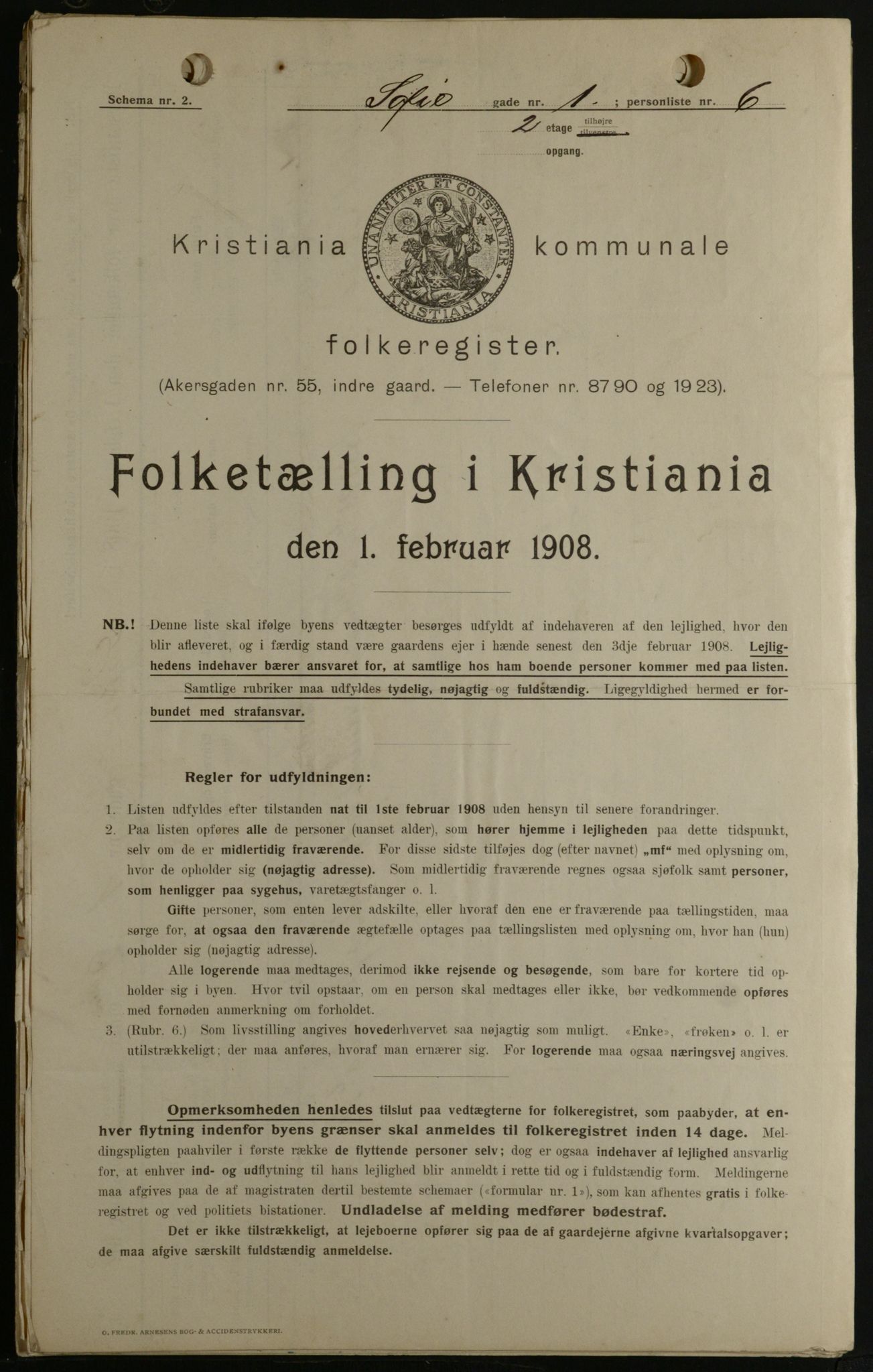 OBA, Kommunal folketelling 1.2.1908 for Kristiania kjøpstad, 1908, s. 88812