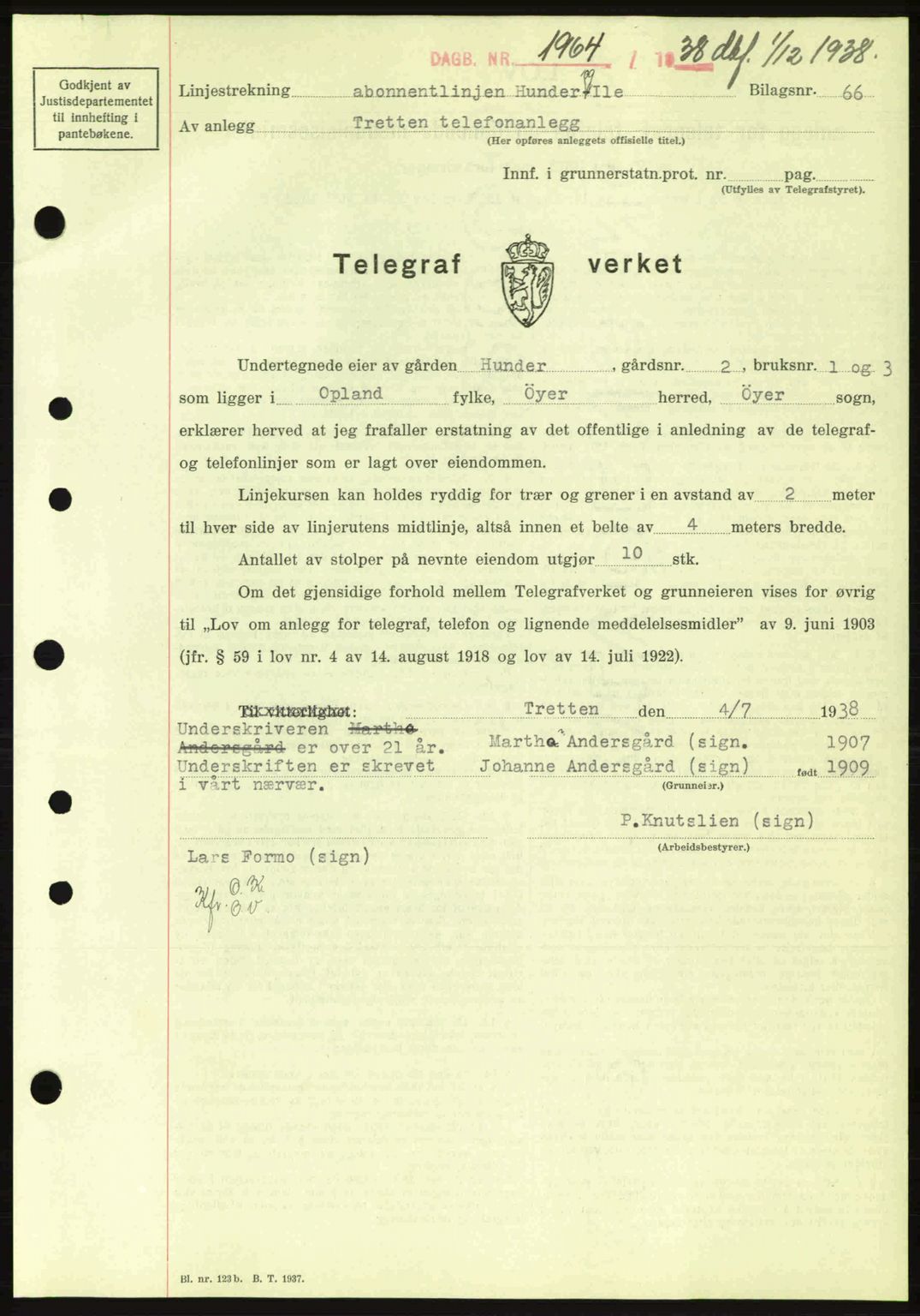 Sør-Gudbrandsdal tingrett, SAH/TING-004/H/Hb/Hbd/L0005: Pantebok nr. A5, 1938-1939, Dagboknr: 1964/1938