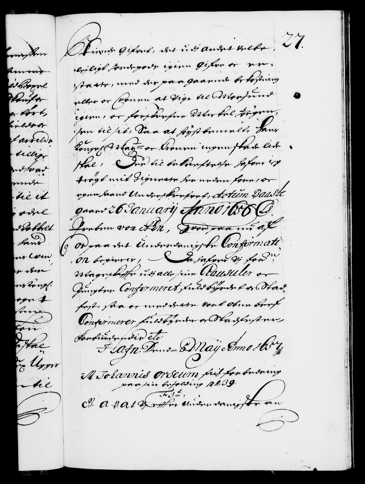 Danske Kanselli 1572-1799, AV/RA-EA-3023/F/Fc/Fca/Fcaa/L0009: Norske registre (mikrofilm), 1657-1660, s. 27a