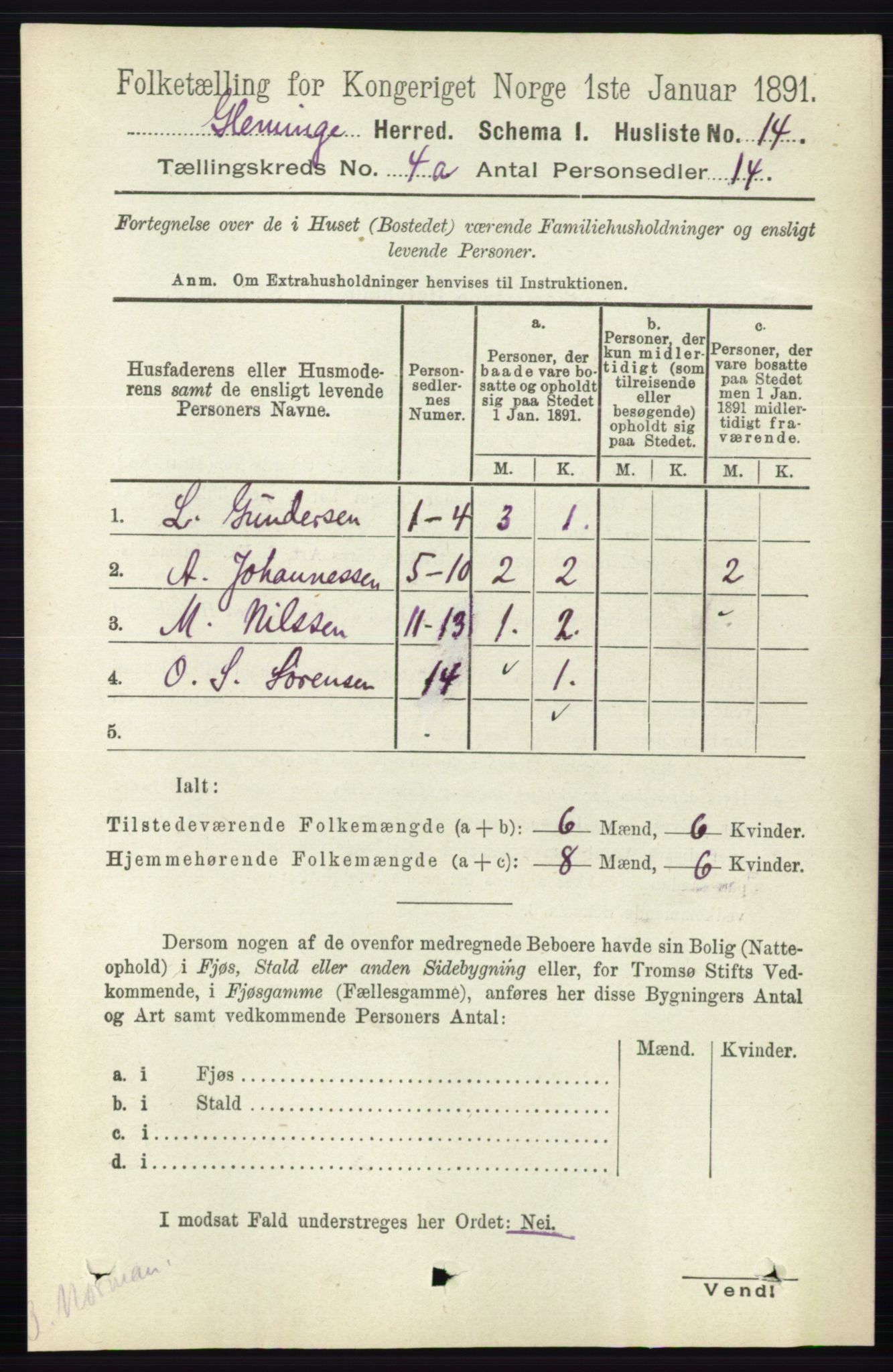 RA, Folketelling 1891 for 0132 Glemmen herred, 1891, s. 3353