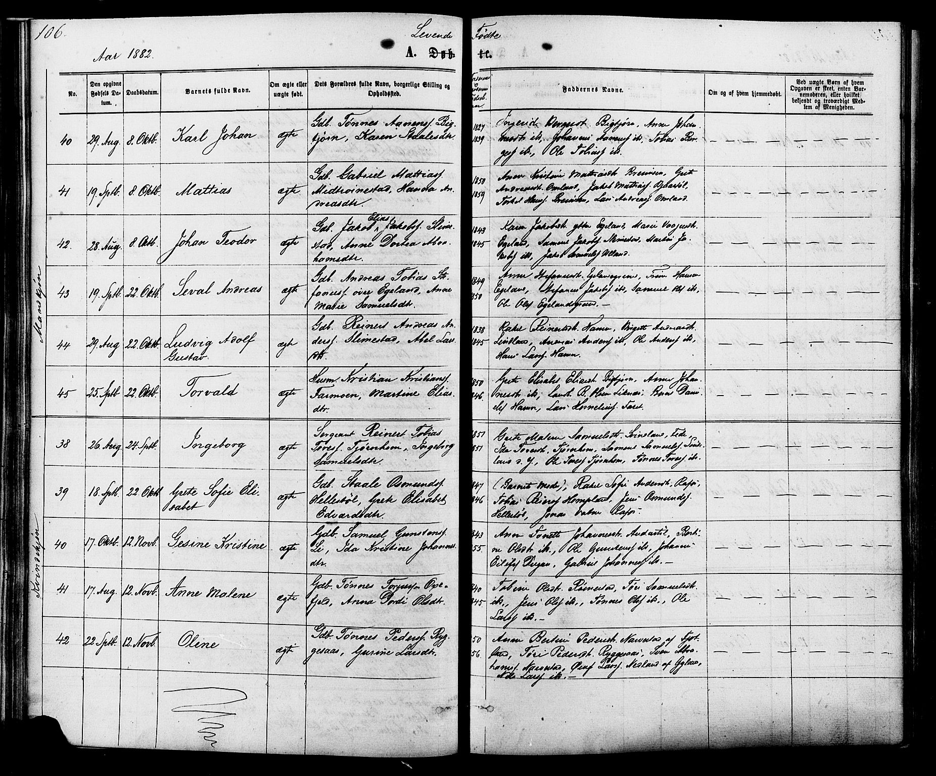 Kvinesdal sokneprestkontor, AV/SAK-1111-0026/F/Fa/Fab/L0007: Ministerialbok nr. A 7, 1870-1885, s. 106