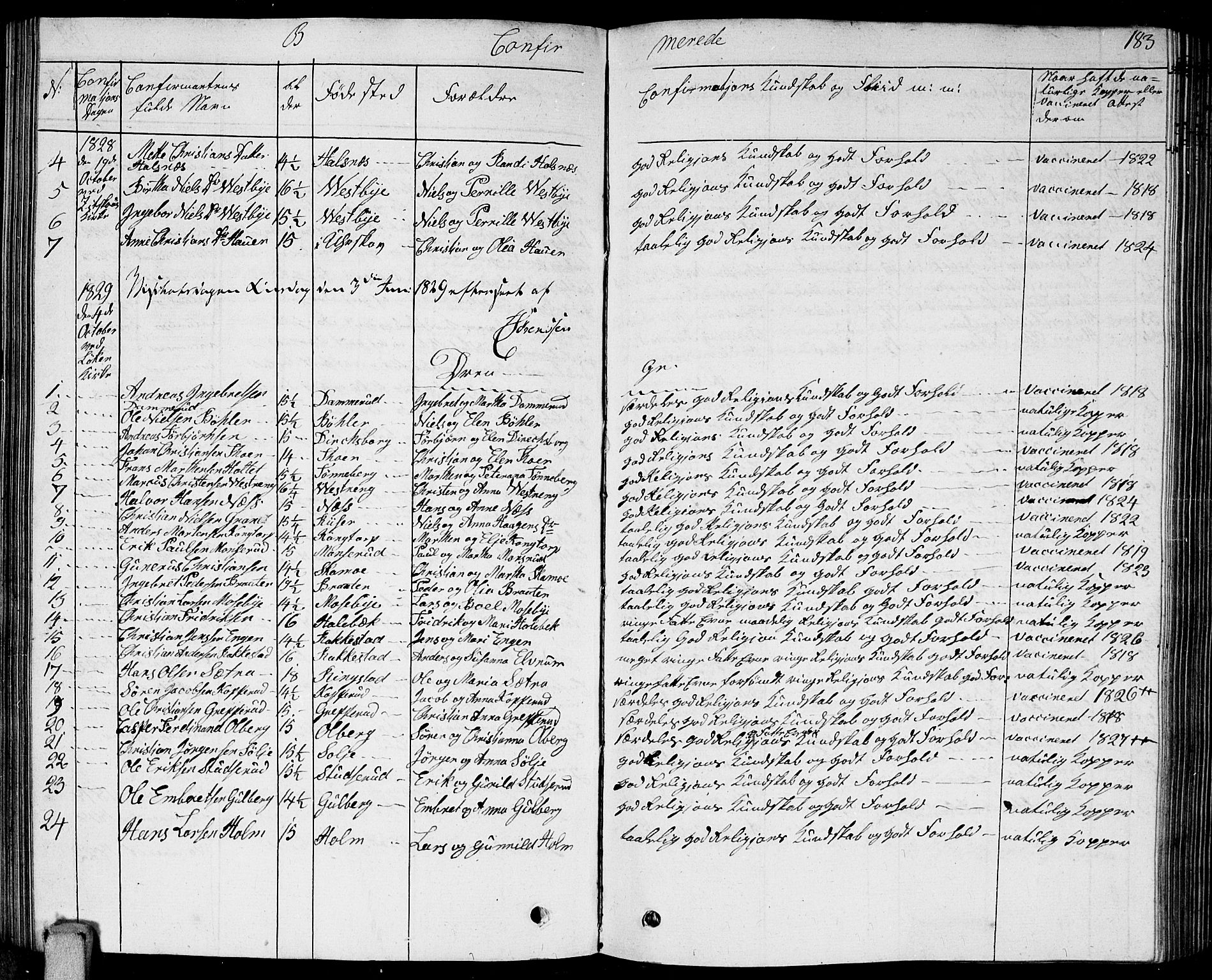 Høland prestekontor Kirkebøker, SAO/A-10346a/G/Ga/L0002: Klokkerbok nr. I 2, 1827-1845, s. 183