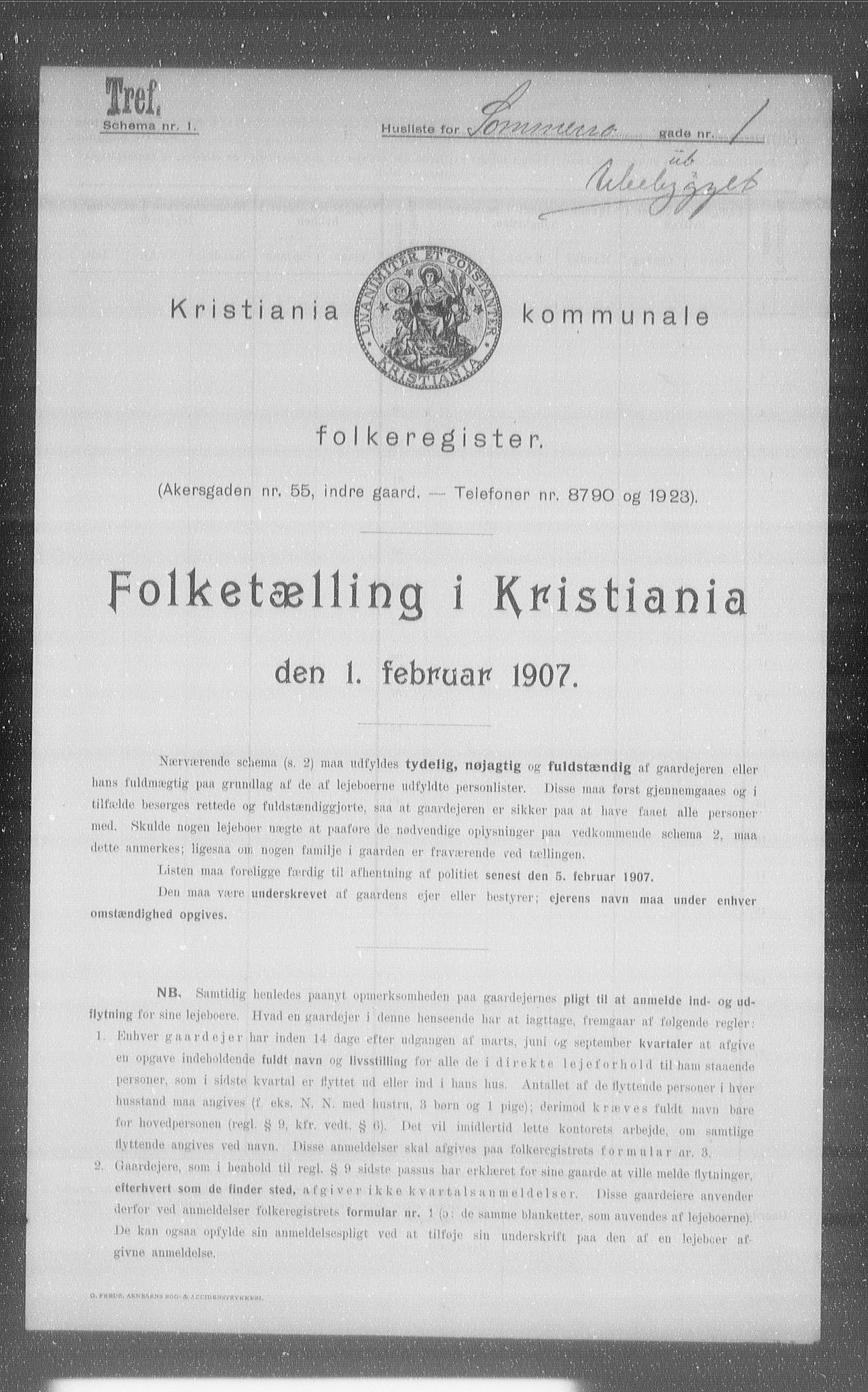 OBA, Kommunal folketelling 1.2.1907 for Kristiania kjøpstad, 1907, s. 50951