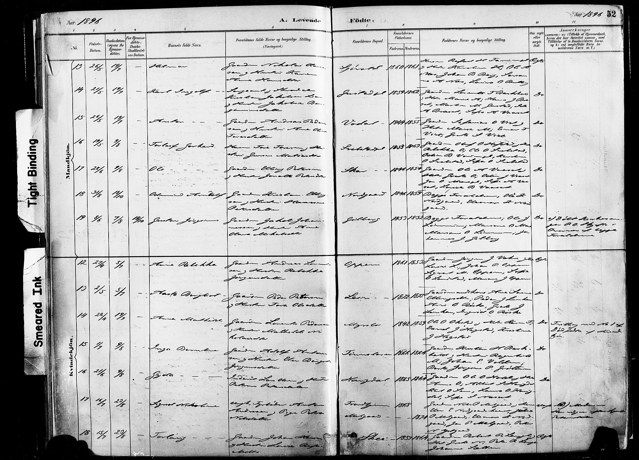 Ministerialprotokoller, klokkerbøker og fødselsregistre - Nord-Trøndelag, SAT/A-1458/735/L0351: Ministerialbok nr. 735A10, 1884-1908, s. 52