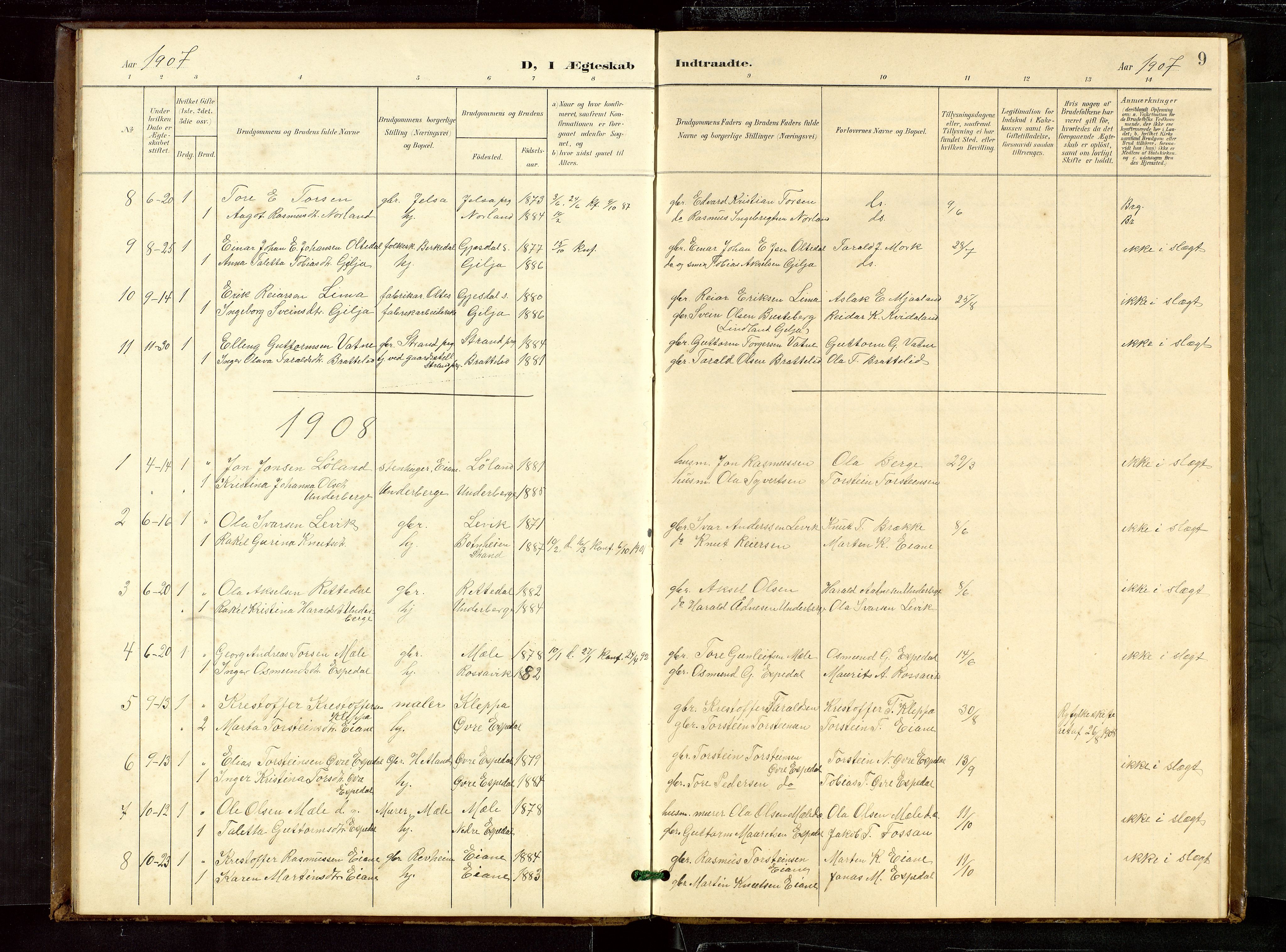 Høgsfjord sokneprestkontor, AV/SAST-A-101624/H/Ha/Hab/L0010: Klokkerbok nr. B 10, 1900-1922, s. 9