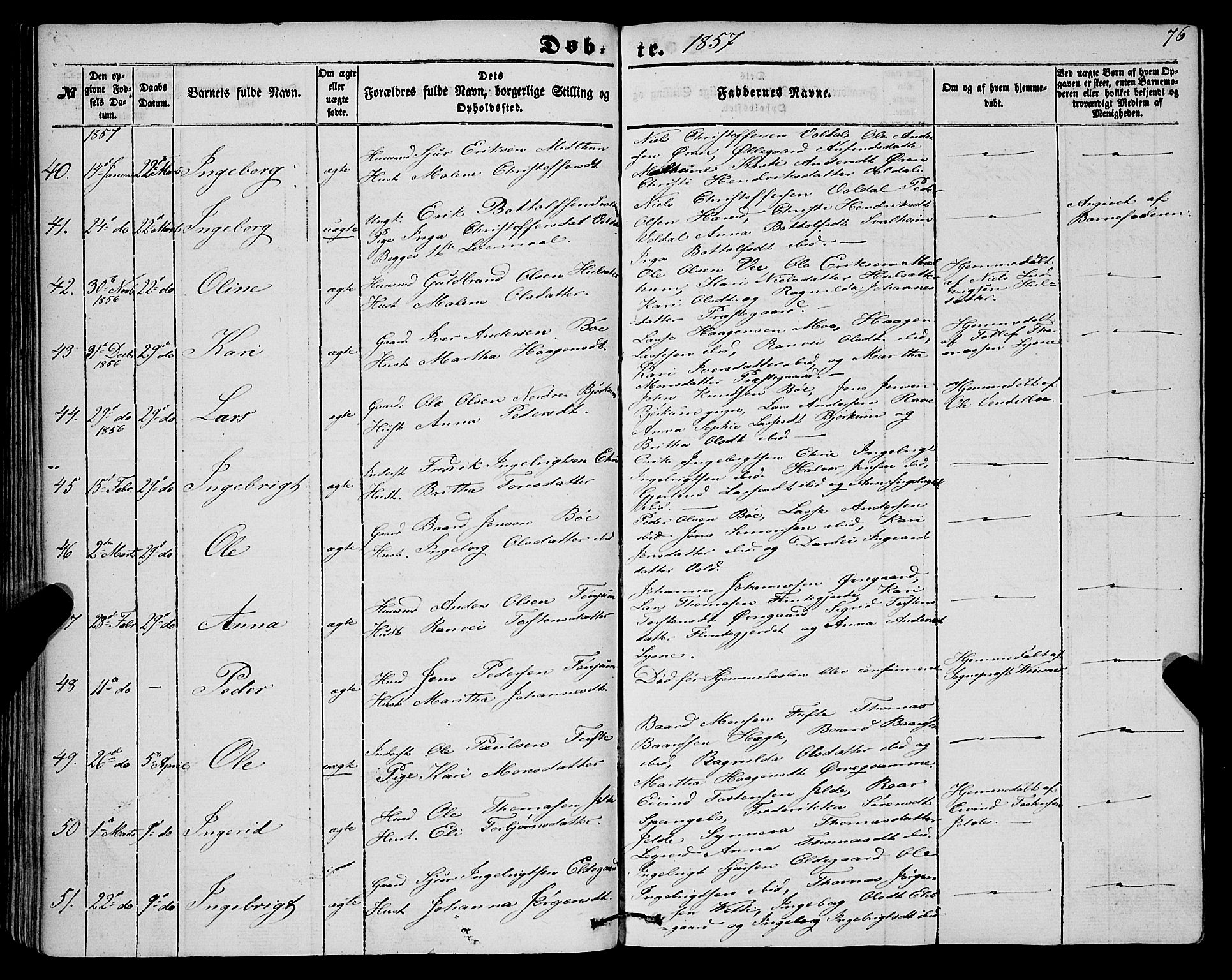 Lærdal sokneprestembete, AV/SAB-A-81201: Ministerialbok nr. A 11, 1850-1866, s. 76