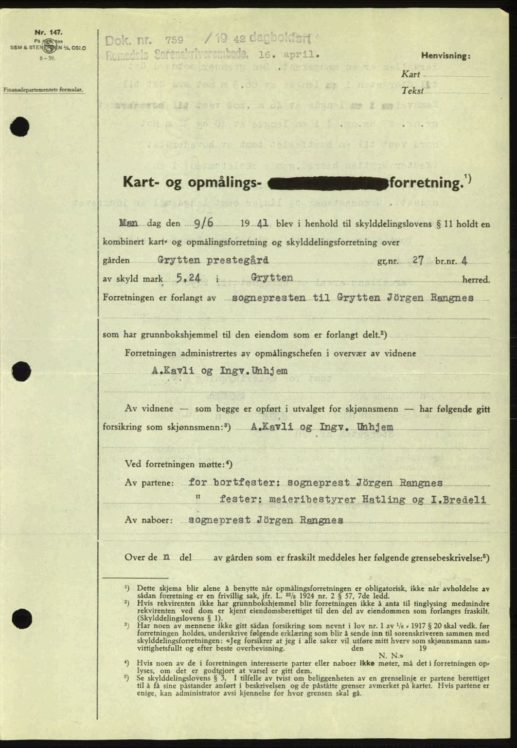 Romsdal sorenskriveri, AV/SAT-A-4149/1/2/2C: Pantebok nr. A12, 1942-1942, Dagboknr: 759/1942