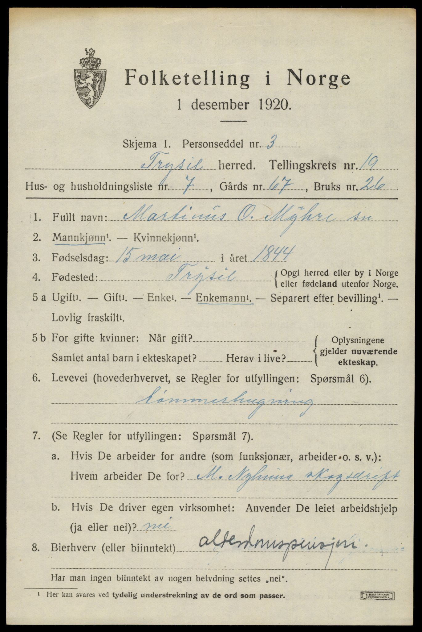 SAH, Folketelling 1920 for 0428 Trysil herred, 1920, s. 12797
