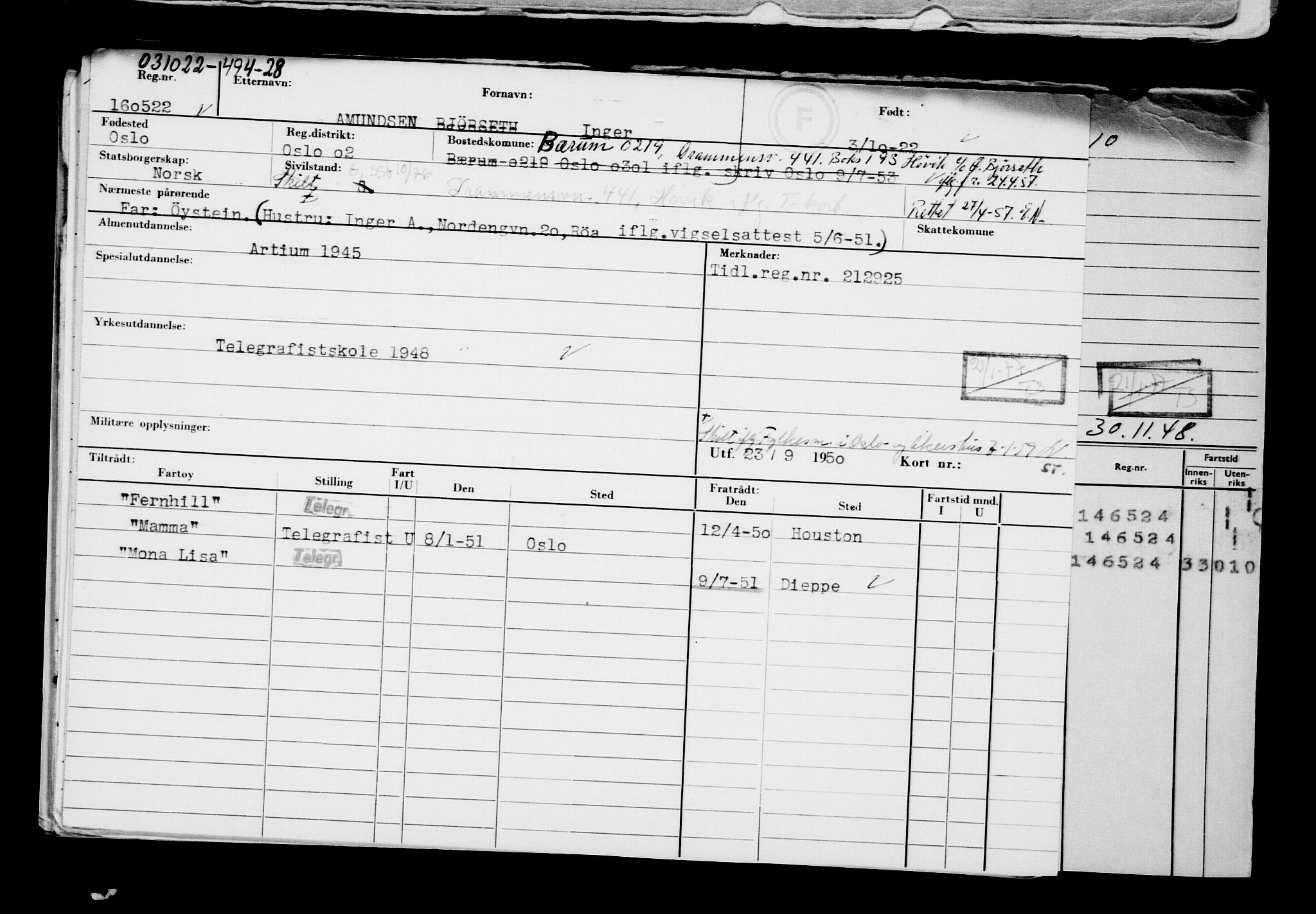 Direktoratet for sjømenn, AV/RA-S-3545/G/Gb/L0211: Hovedkort, 1922, s. 41