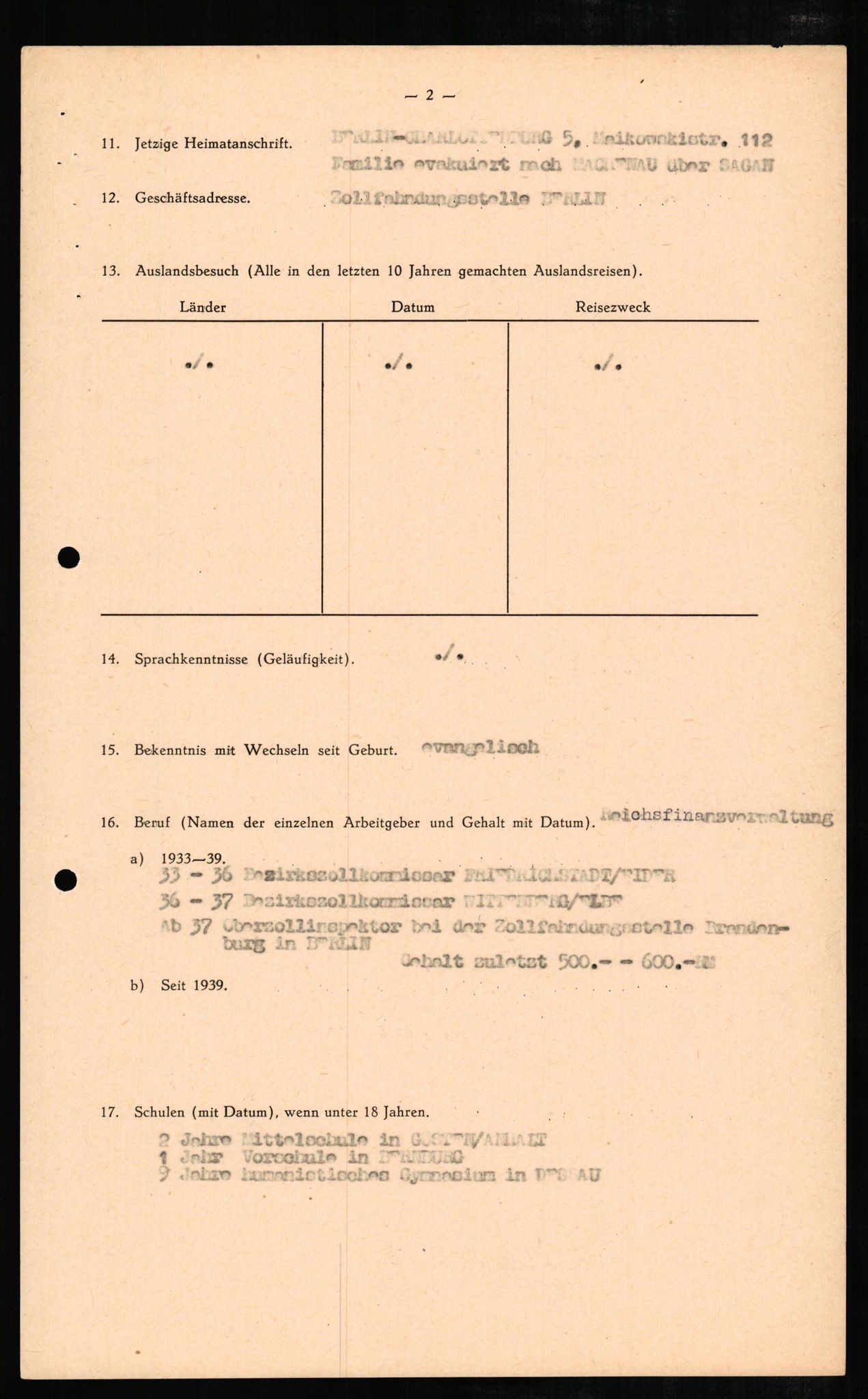 Forsvaret, Forsvarets overkommando II, AV/RA-RAFA-3915/D/Db/L0006: CI Questionaires. Tyske okkupasjonsstyrker i Norge. Tyskere., 1945-1946, s. 183