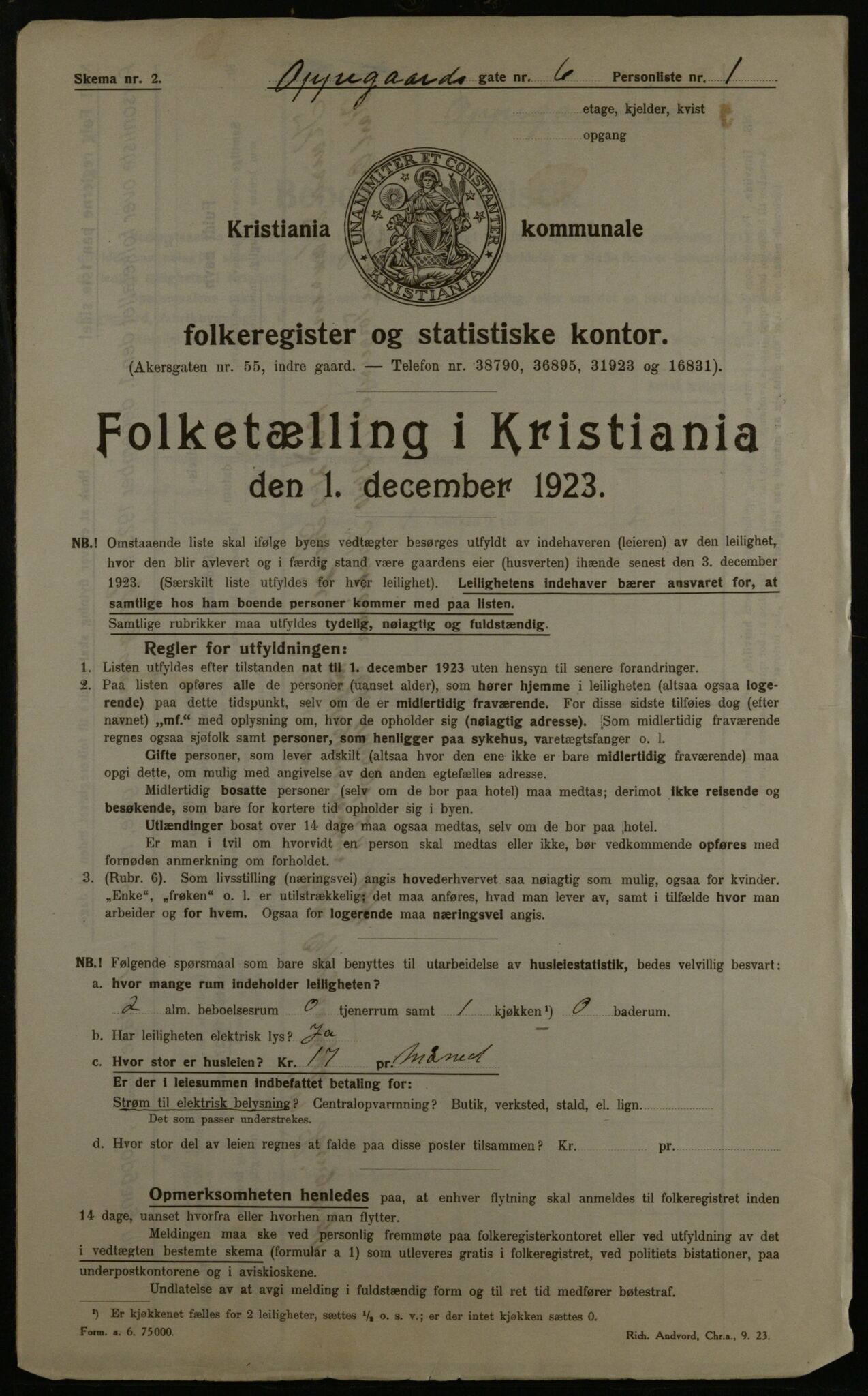 OBA, Kommunal folketelling 1.12.1923 for Kristiania, 1923, s. 83678