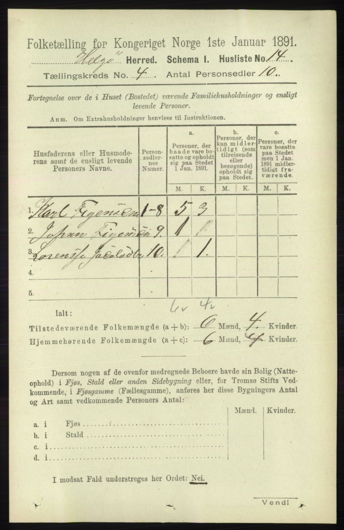 RA, Folketelling 1891 for 1935 Helgøy herred, 1891, s. 990