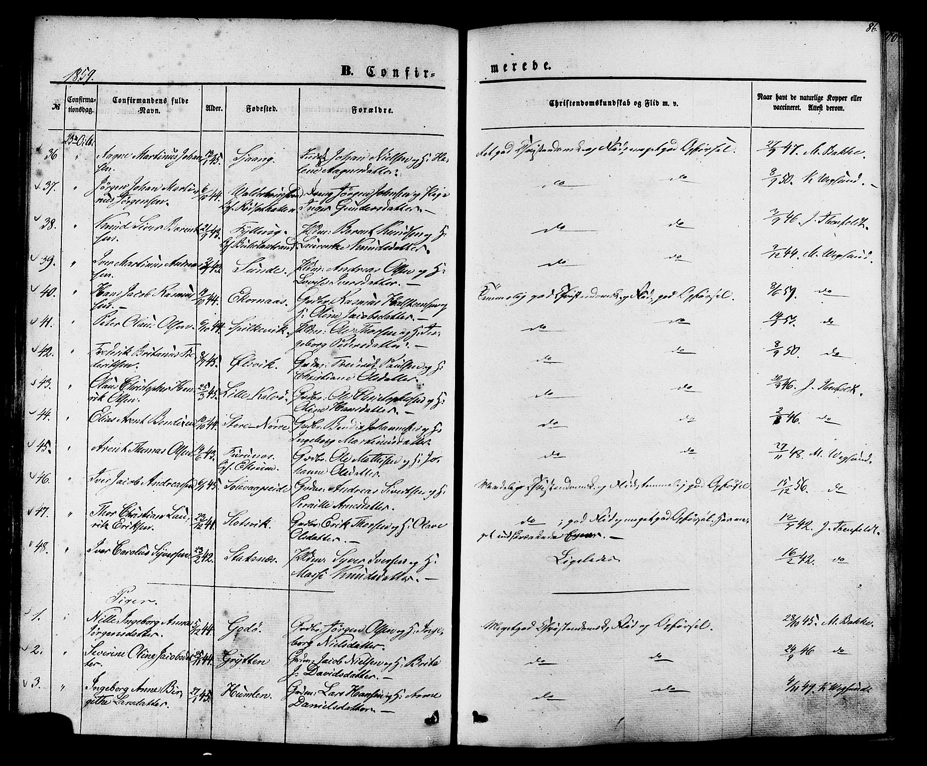 Ministerialprotokoller, klokkerbøker og fødselsregistre - Møre og Romsdal, AV/SAT-A-1454/528/L0398: Ministerialbok nr. 528A09, 1858-1864, s. 86