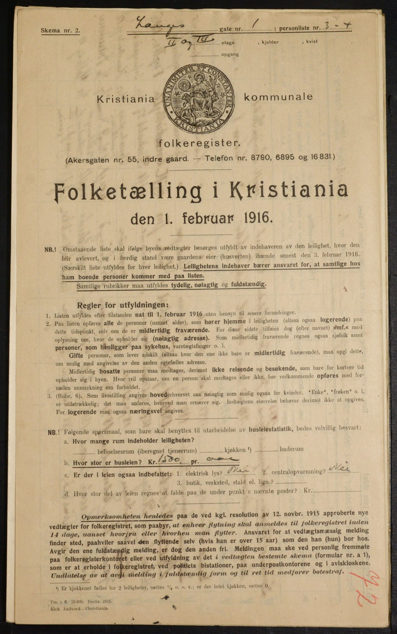 OBA, Kommunal folketelling 1.2.1916 for Kristiania, 1916, s. 57482