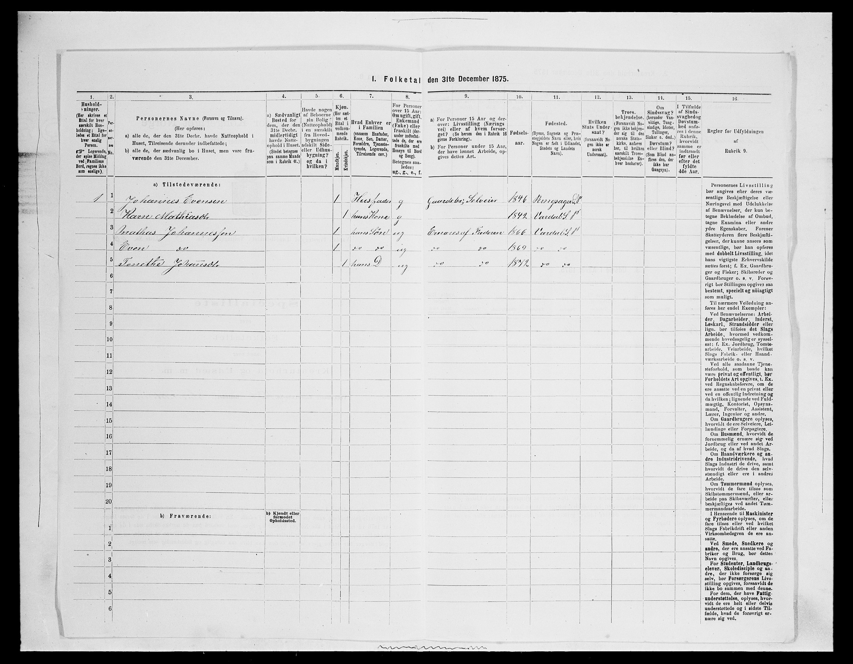 SAH, Folketelling 1875 for 0527L Vardal prestegjeld, Vardal sokn og Hunn sokn, 1875, s. 1261