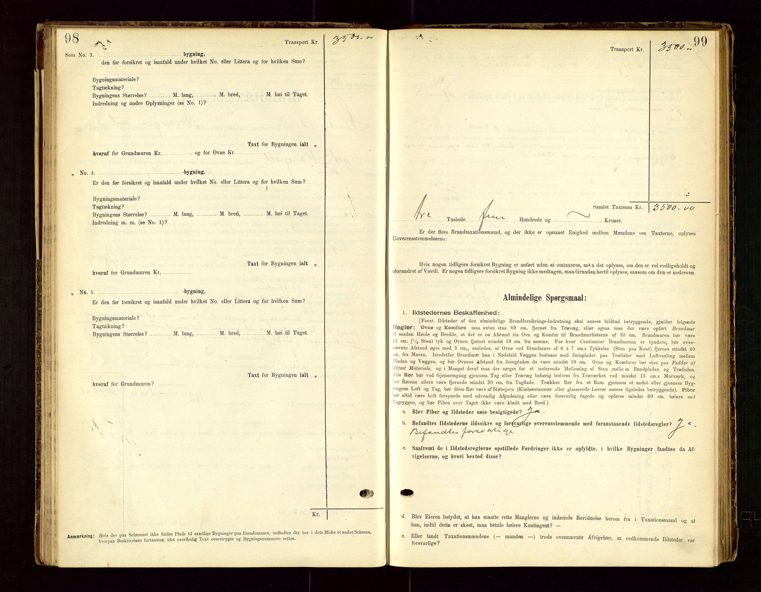 Skudenes lensmannskontor, SAST/A-100444/Gob/L0001: "Brandtaxationsprotokoll", 1895-1924, s. 98-99