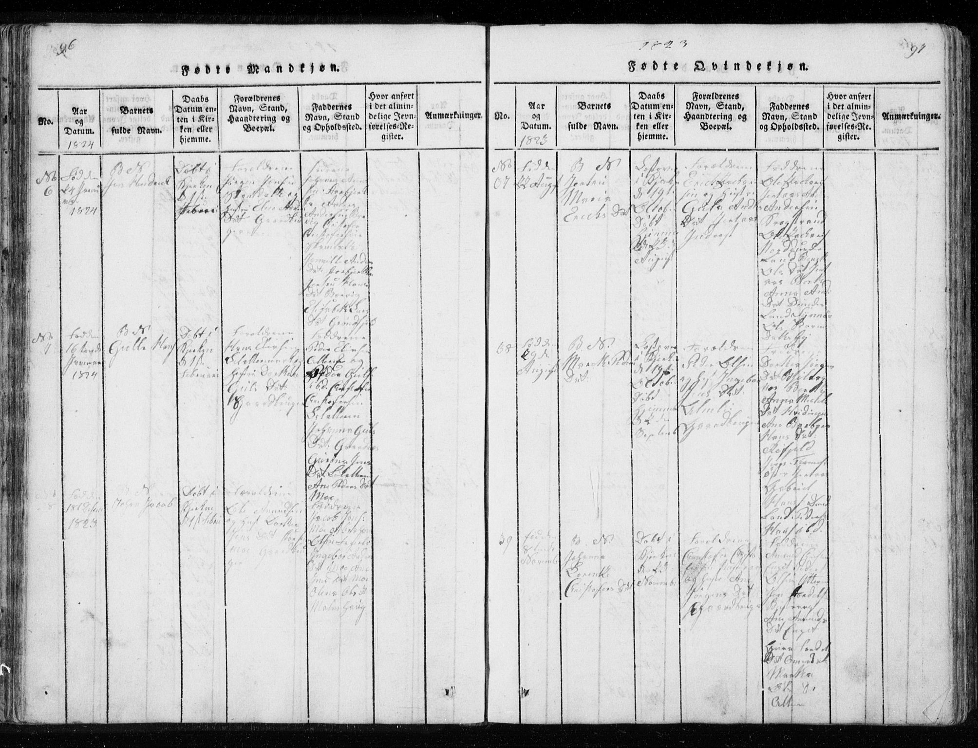 Ministerialprotokoller, klokkerbøker og fødselsregistre - Nordland, AV/SAT-A-1459/827/L0412: Klokkerbok nr. 827C01, 1820-1841, s. 96-97