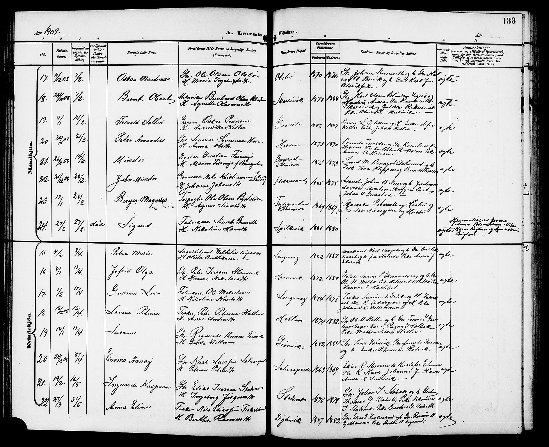 Ministerialprotokoller, klokkerbøker og fødselsregistre - Møre og Romsdal, AV/SAT-A-1454/528/L0432: Klokkerbok nr. 528C13, 1898-1918, s. 133