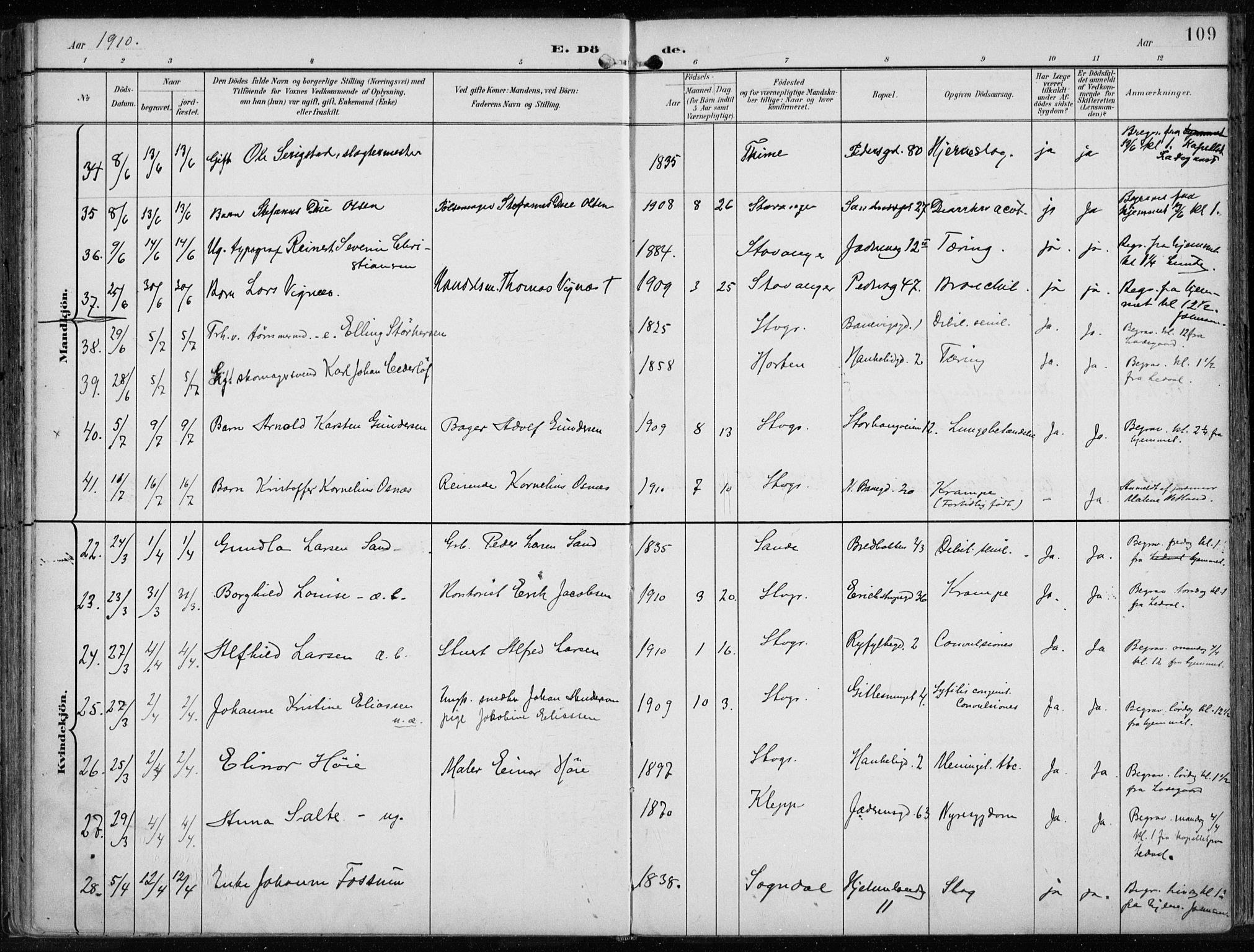 St. Johannes sokneprestkontor, SAST/A-101814/001/30/30BA/L0005: Ministerialbok nr. A 5, 1898-1919, s. 109