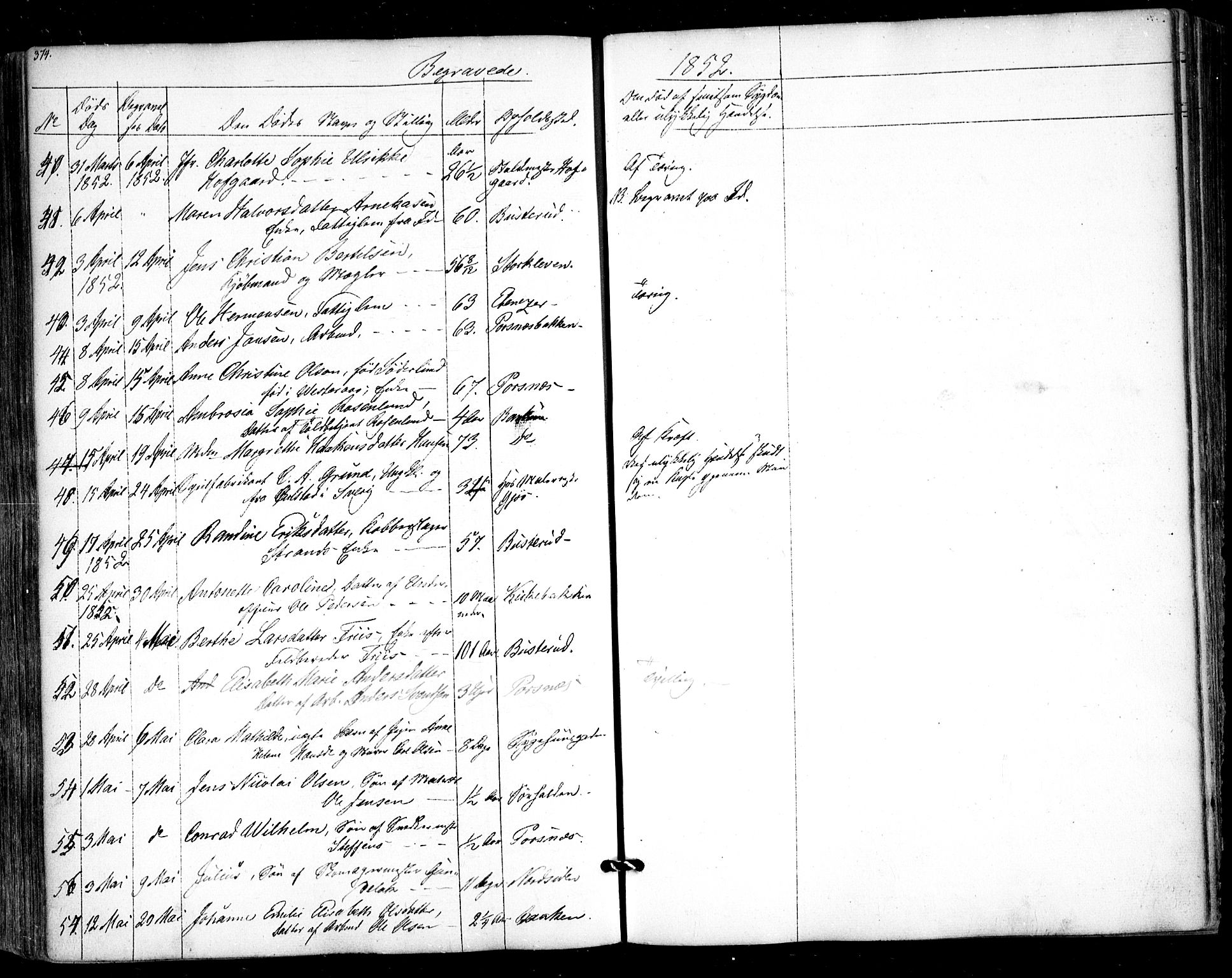Halden prestekontor Kirkebøker, SAO/A-10909/F/Fa/L0006: Ministerialbok nr. I 6, 1845-1856, s. 374