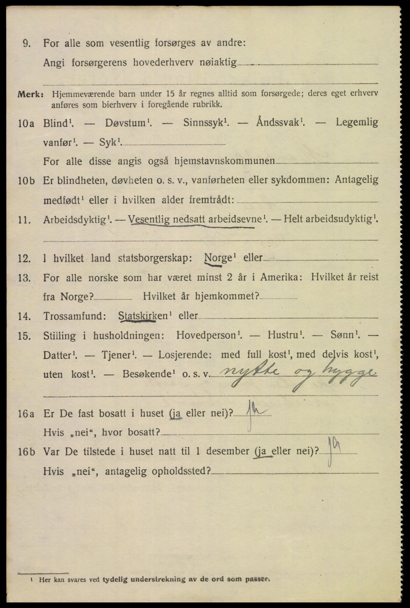 SAK, Folketelling 1920 for 1002 Mandal ladested, 1920, s. 3298