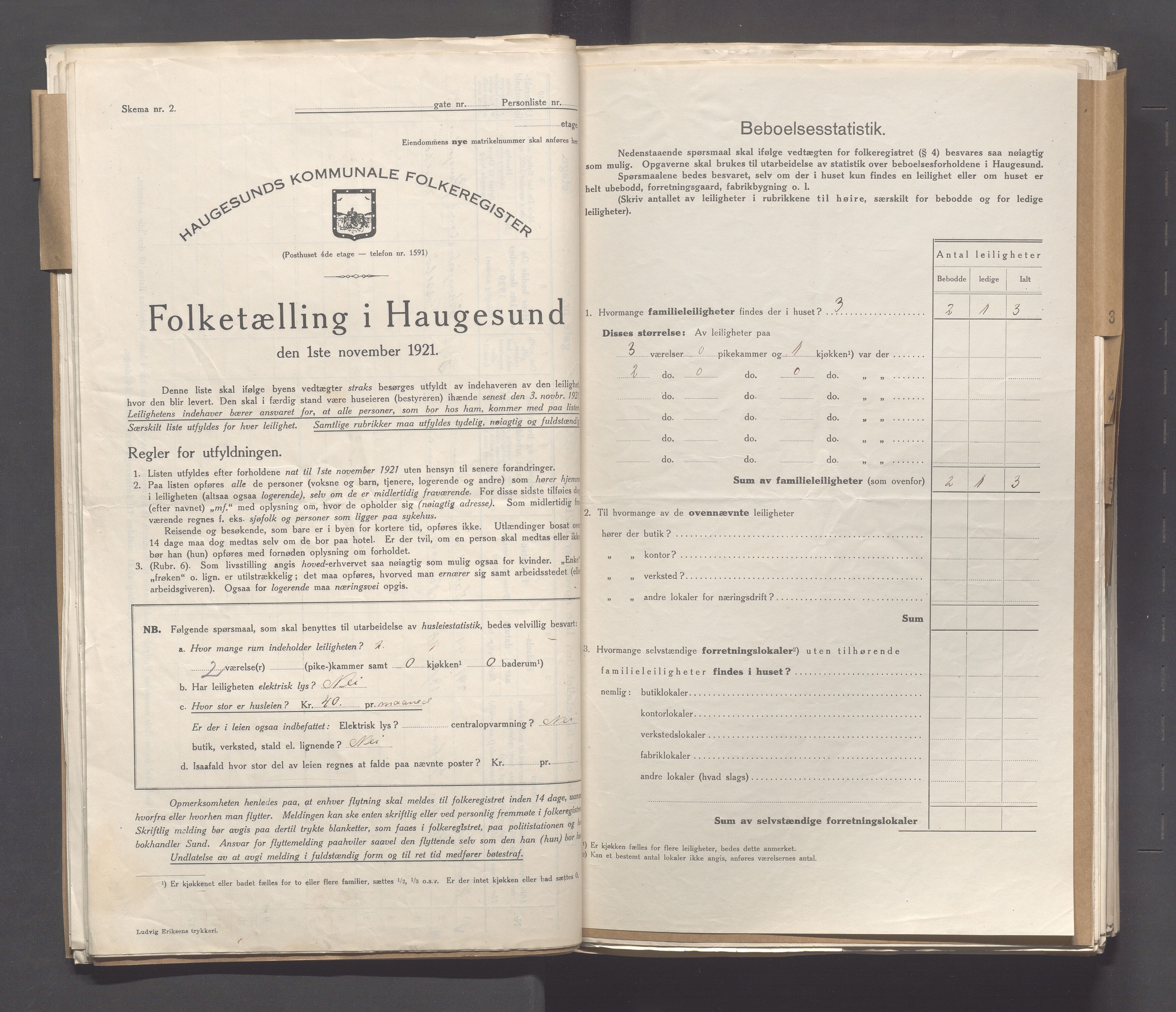 IKAR, Kommunal folketelling 1.11.1921 for Haugesund, 1921, s. 128