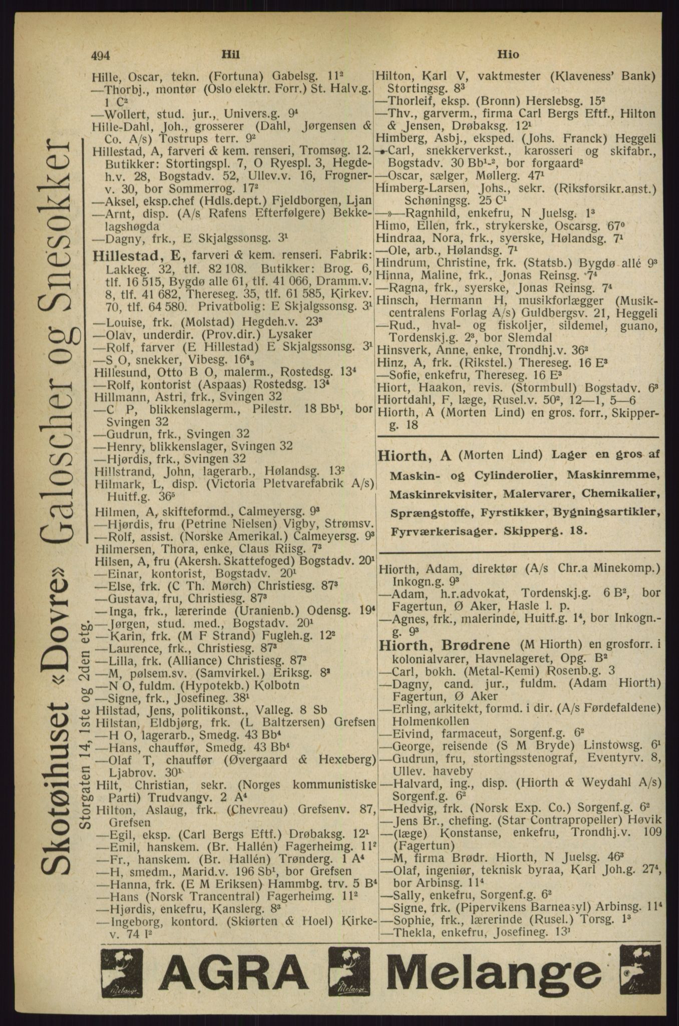 Kristiania/Oslo adressebok, PUBL/-, 1927, s. 494