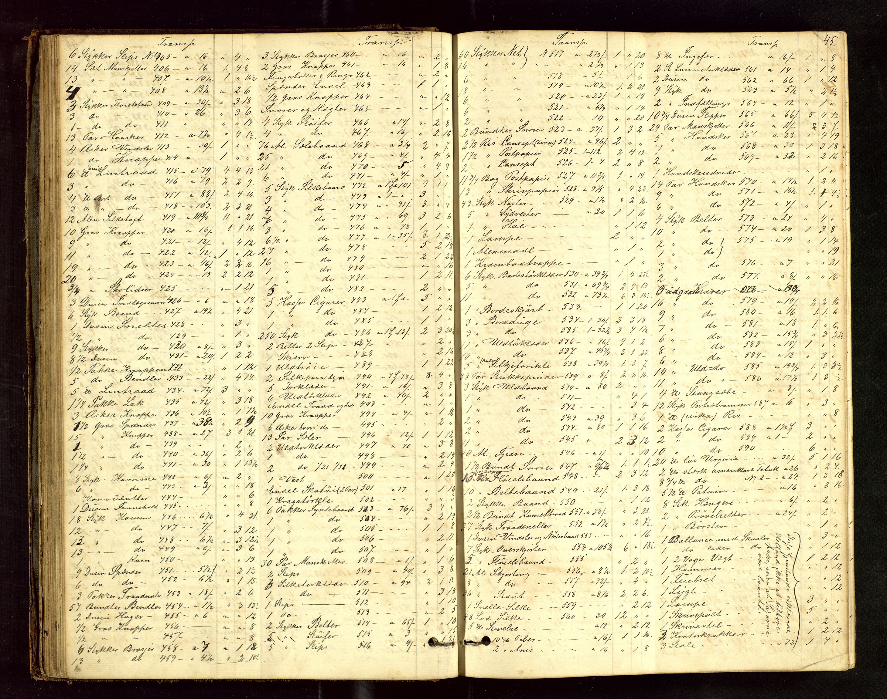 Haugesund tingrett, AV/SAST-A-101415/01/IV/IVB/L0001: Skifteregistreringsprotokoll, 1867-1879, s. 44b-45a