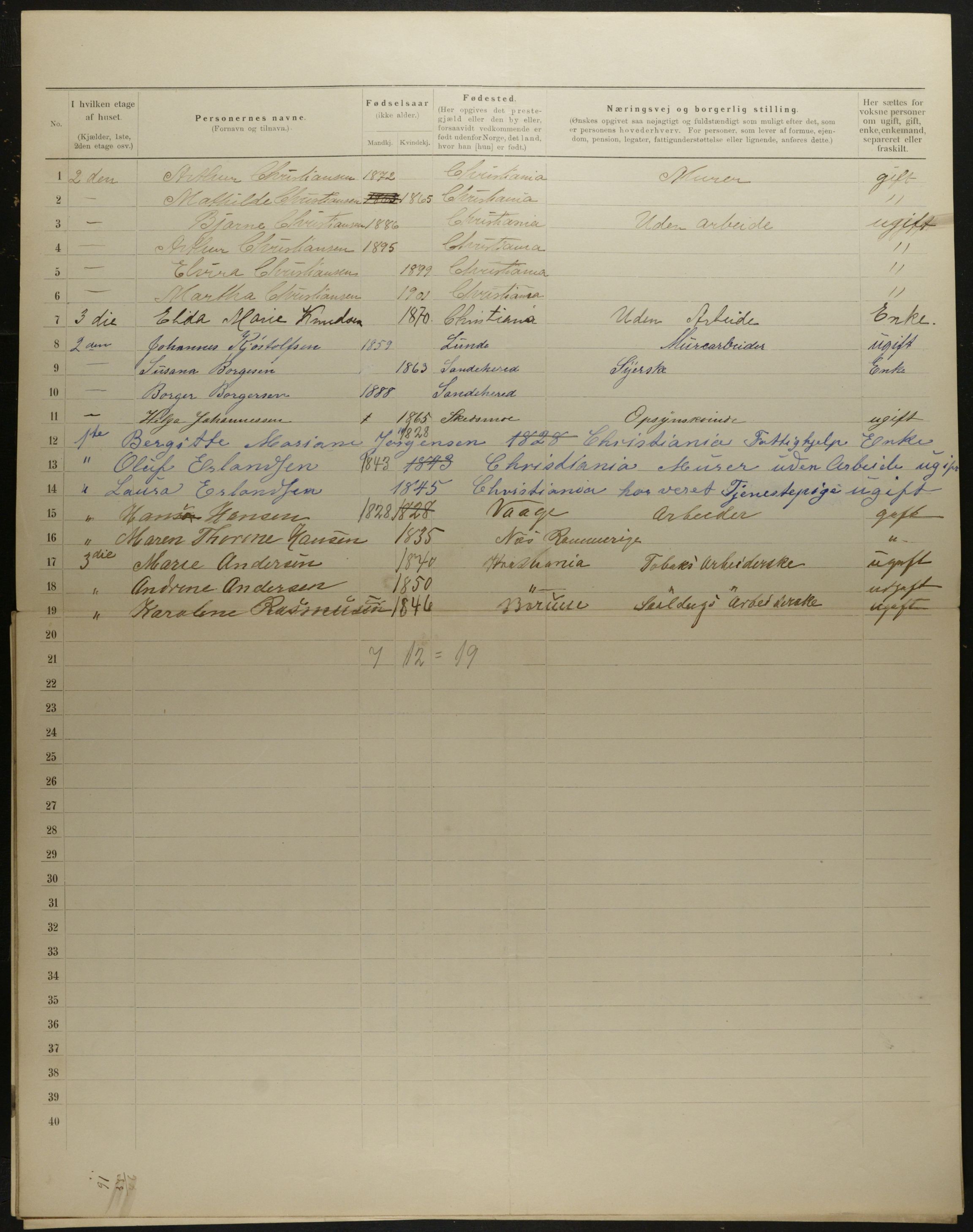 OBA, Kommunal folketelling 31.12.1901 for Kristiania kjøpstad, 1901, s. 8262