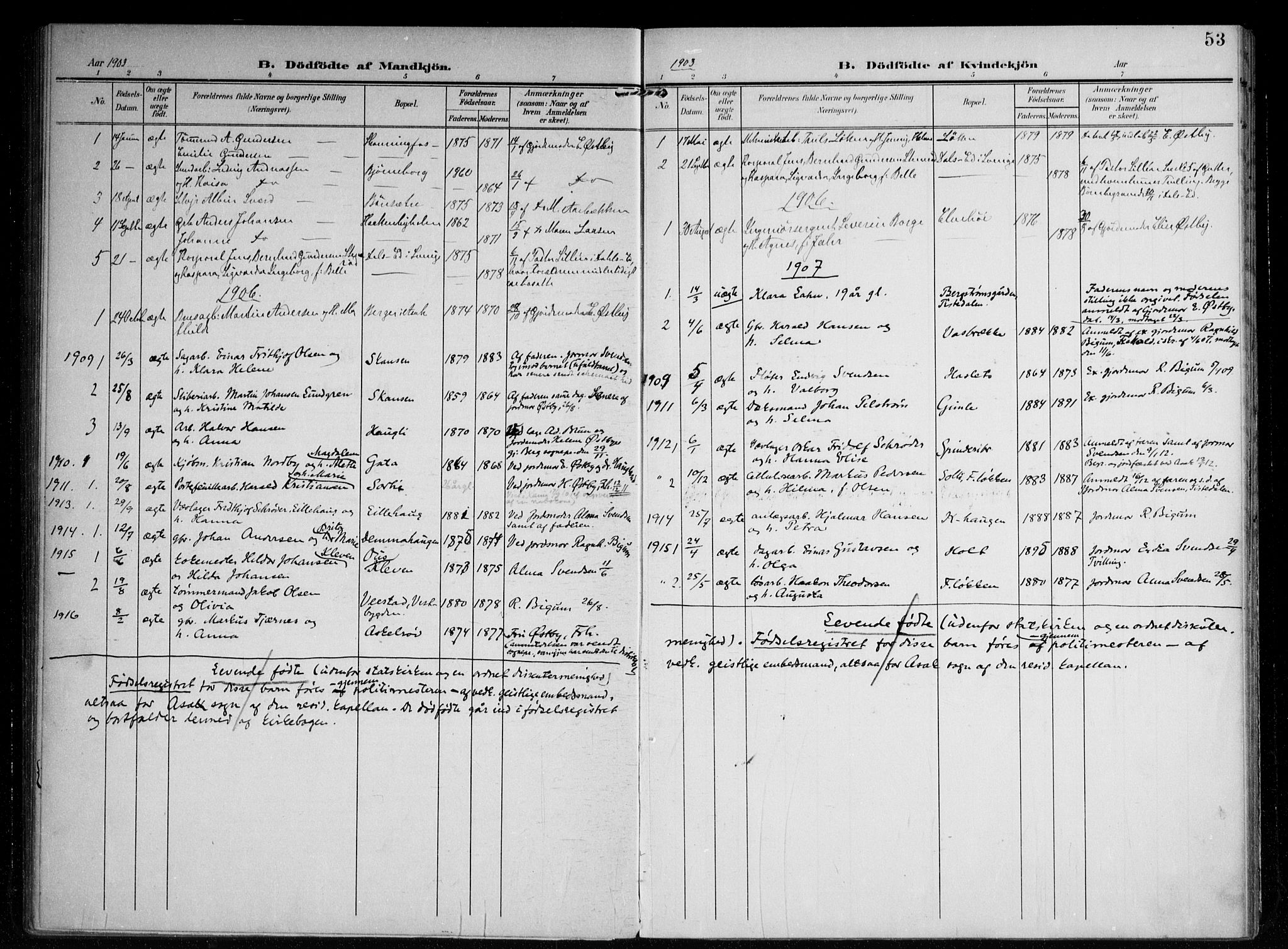Berg prestekontor Kirkebøker, AV/SAO-A-10902/F/Fb/L0003: Ministerialbok nr. II 3, 1903-1919, s. 53
