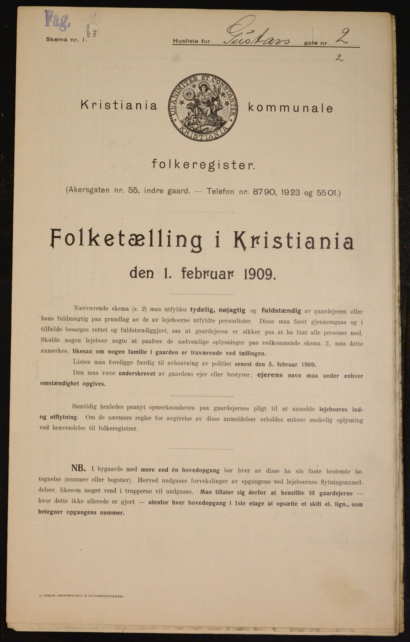 OBA, Kommunal folketelling 1.2.1909 for Kristiania kjøpstad, 1909, s. 29546