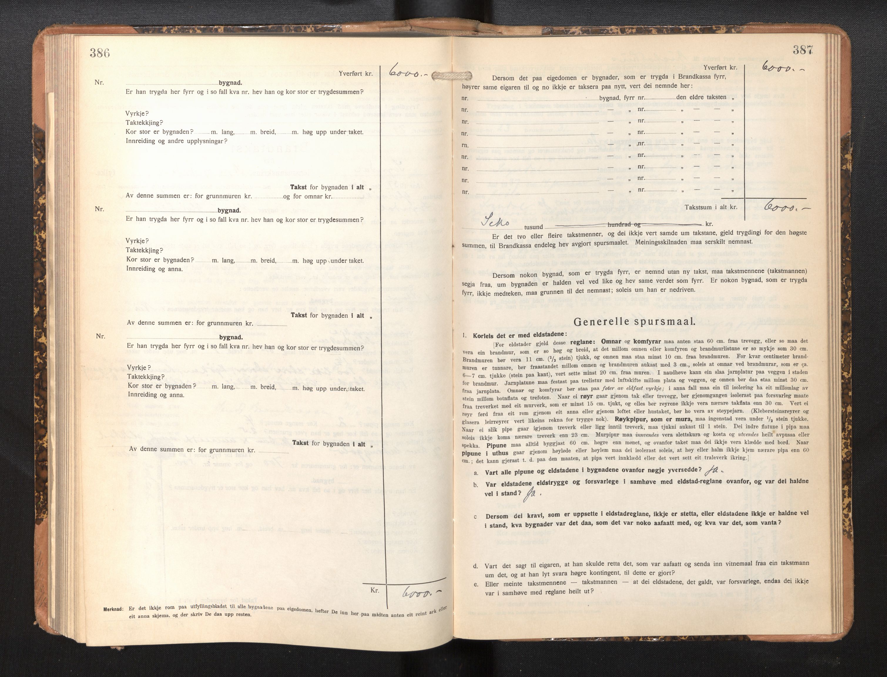 Lensmannen i Sogndal, SAB/A-29901/0012/L0013: Branntakstprotokoll, skjematakst, 1931-1938, s. 386-387