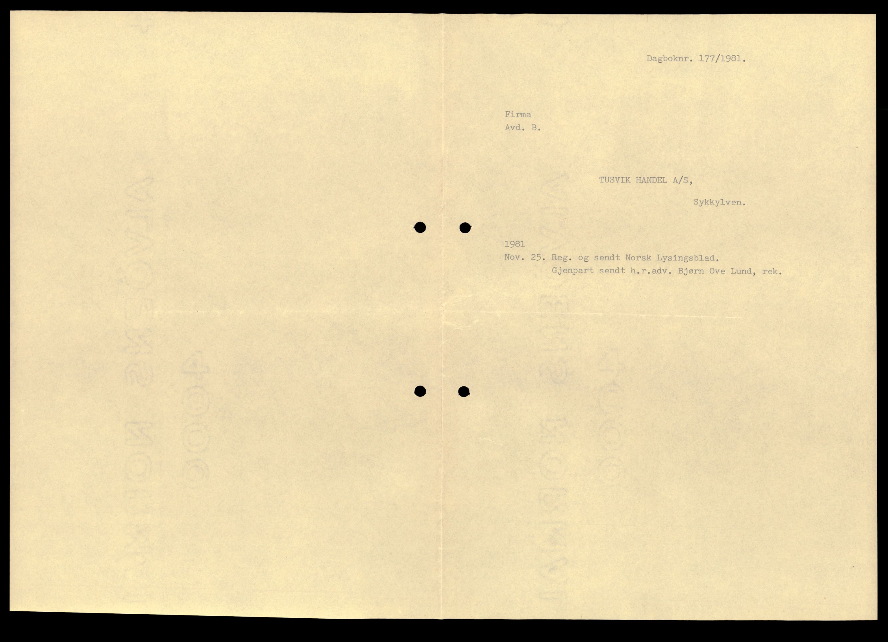 Nordre Sunnmøre sorenskriveri, AV/SAT-A-0006/2/J/Jd/Jde/L0054: Bilag. Aksjeselskap, T-U, 1944-1990, s. 1