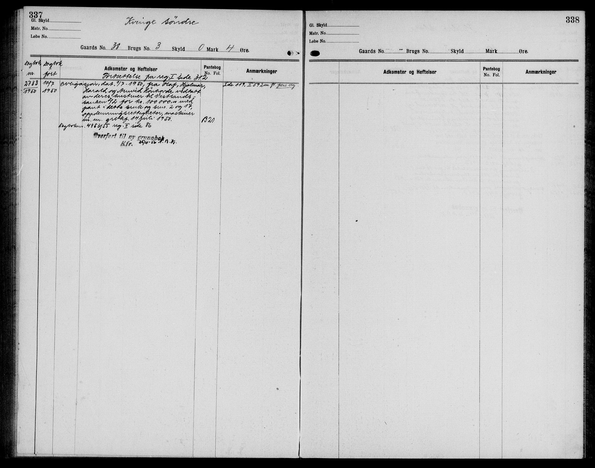 Nordhordland sorenskrivar, AV/SAB-A-2901/1/G/Ga/Gaaa/L0058: Panteregister nr. II.A.a.58, 1893-1952, s. 337-338