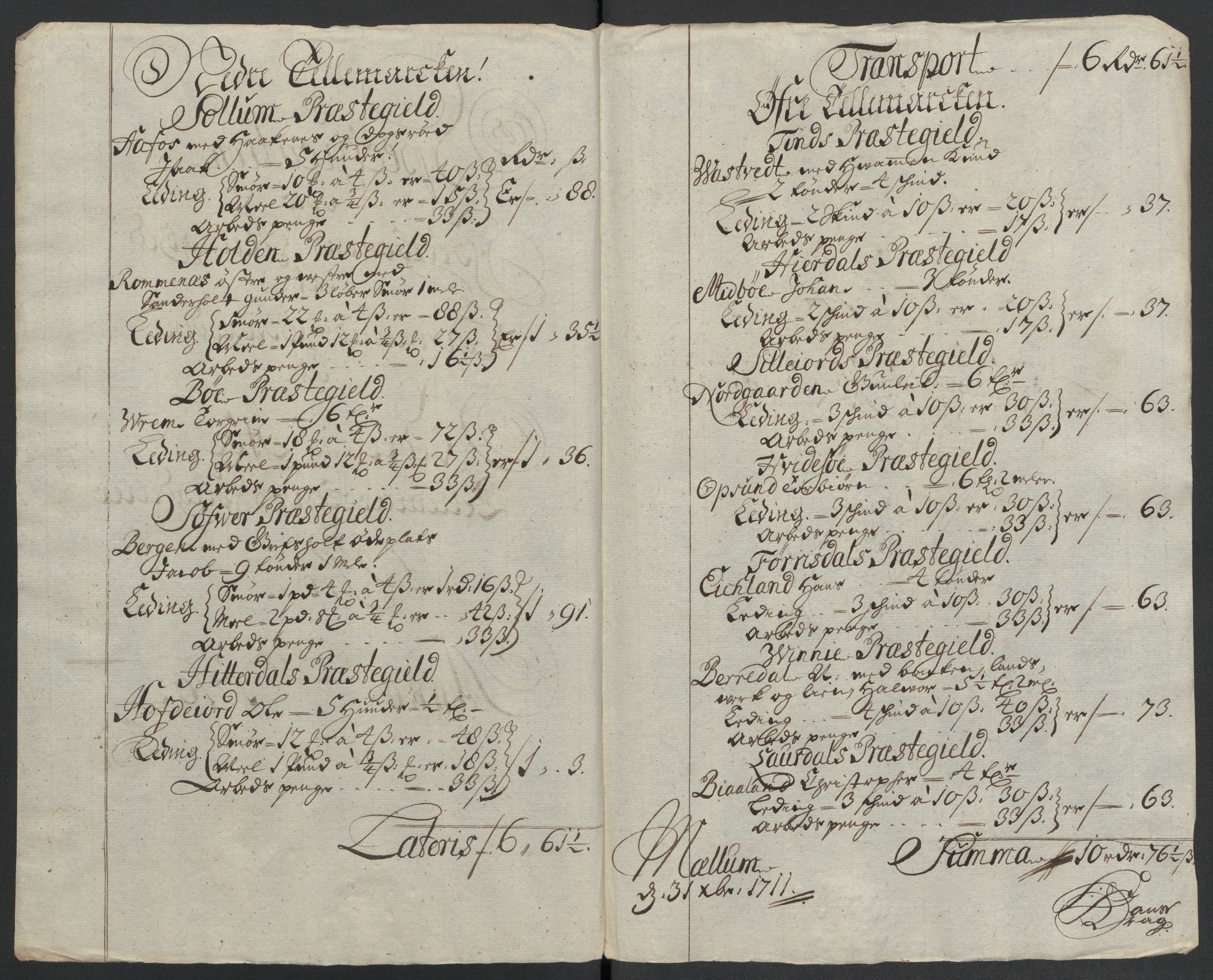 Rentekammeret inntil 1814, Reviderte regnskaper, Fogderegnskap, RA/EA-4092/R36/L2119: Fogderegnskap Øvre og Nedre Telemark og Bamble, 1710, s. 76