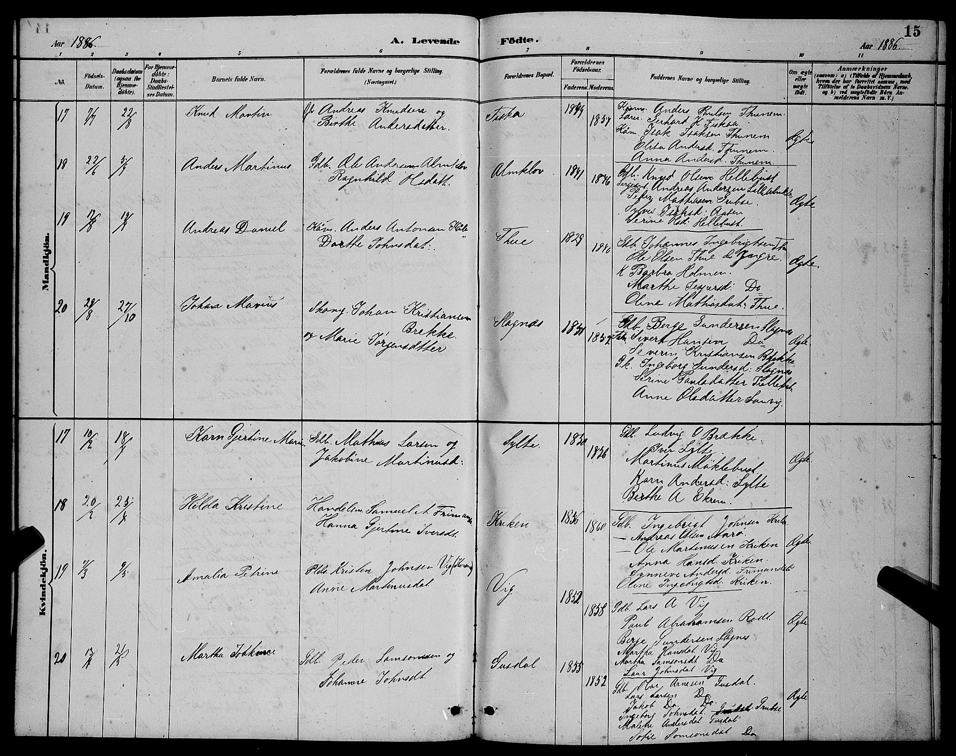 Ministerialprotokoller, klokkerbøker og fødselsregistre - Møre og Romsdal, AV/SAT-A-1454/501/L0017: Klokkerbok nr. 501C03, 1885-1901, s. 15