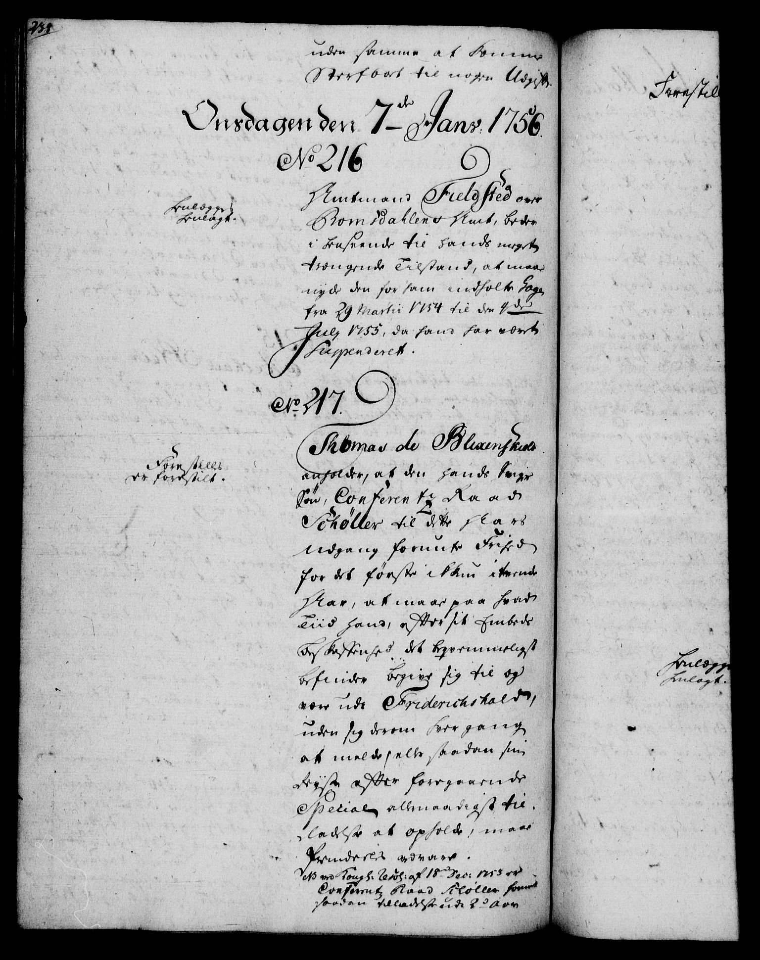 Rentekammeret, Kammerkanselliet, AV/RA-EA-3111/G/Gh/Gha/L0033: Norsk ekstraktmemorialprotokoll (merket RK 53.78), 1755-1756, s. 238