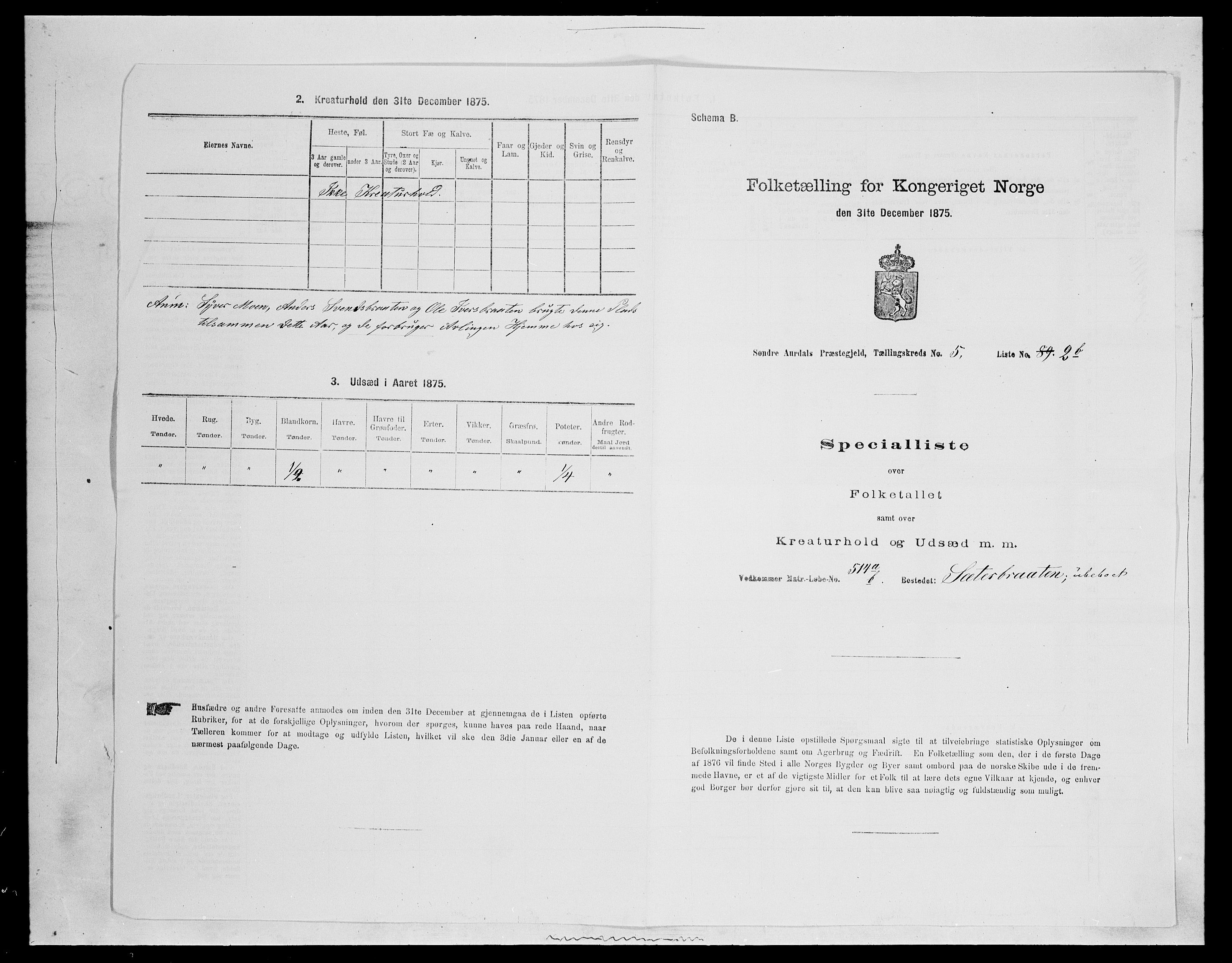 SAH, Folketelling 1875 for 0540P Sør-Aurdal prestegjeld, 1875, s. 921