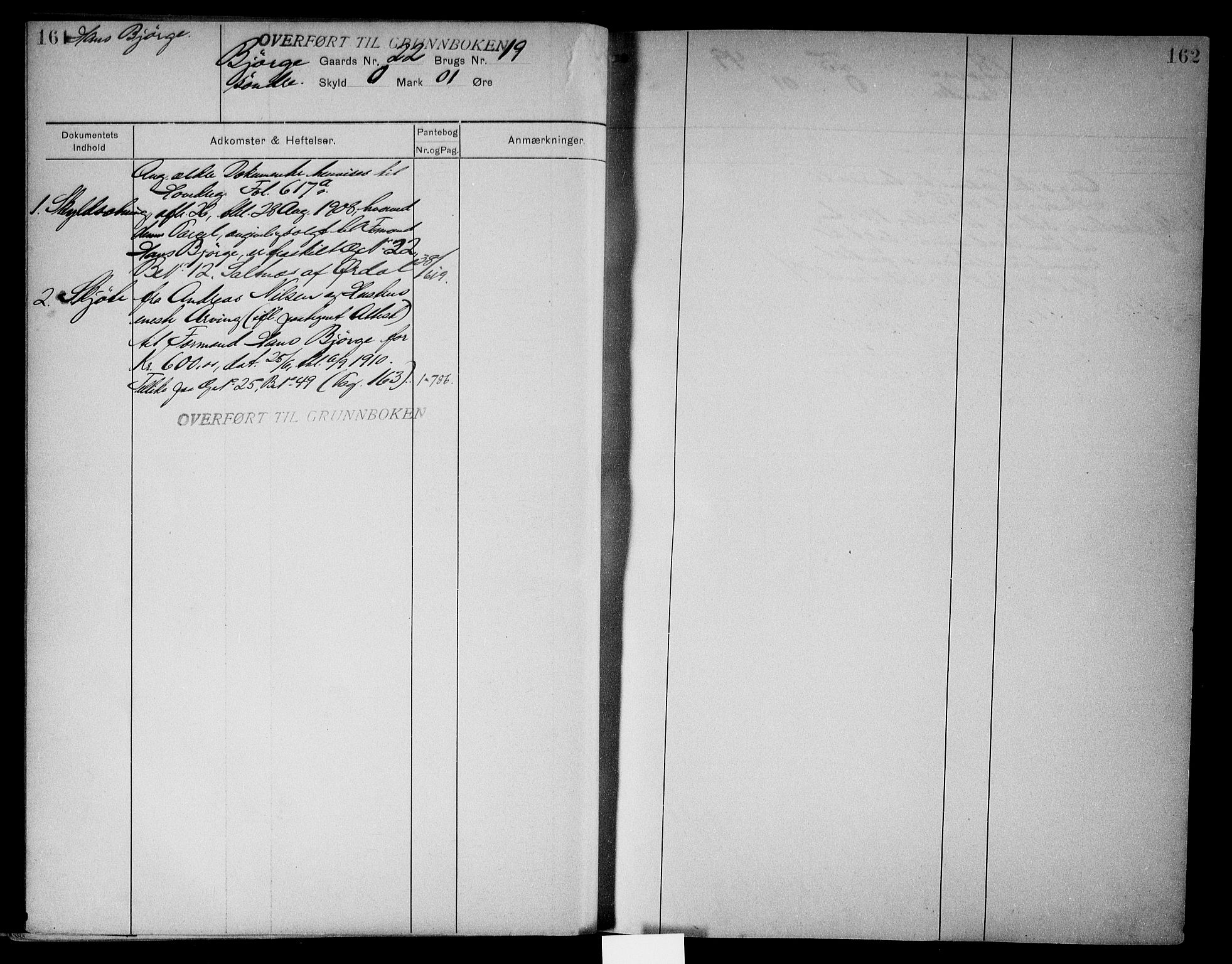 Onsøy sorenskriveri, AV/SAO-A-10474/G/Gb/Gbc/L0002: Panteregister nr. III 2, 1905, s. 161-162