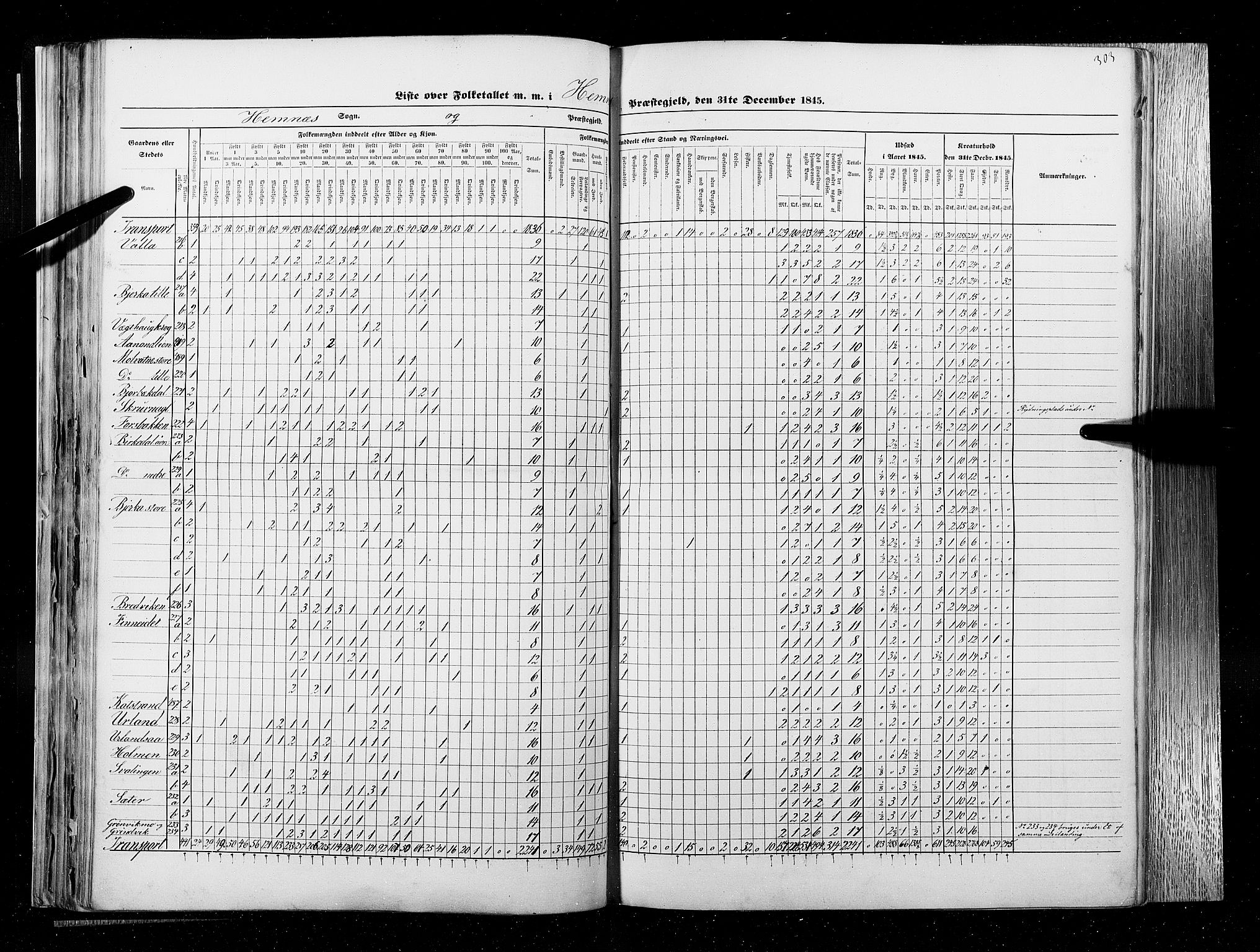 RA, Folketellingen 1845, bind 9B: Nordland amt, 1845, s. 303
