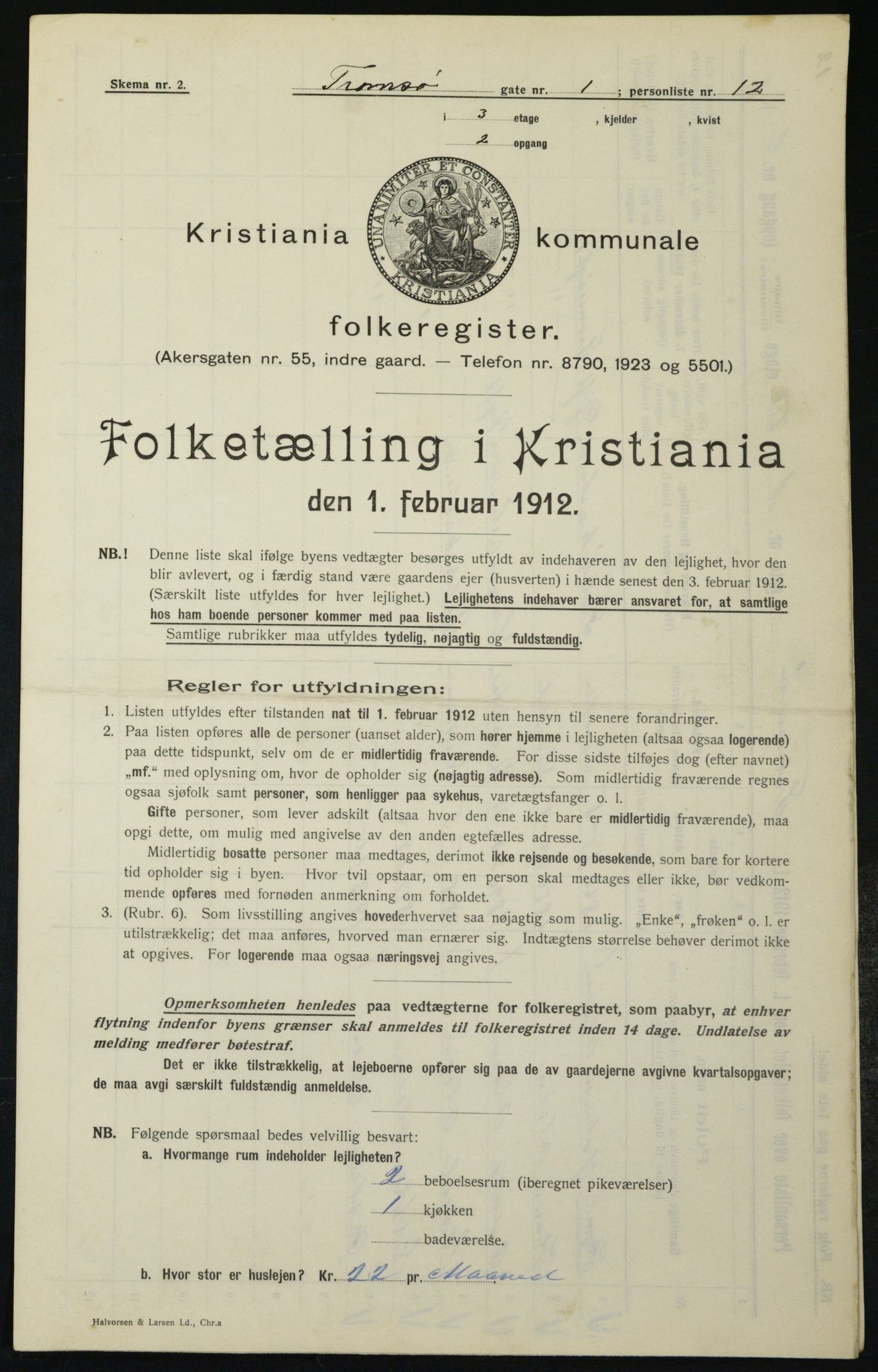 OBA, Kommunal folketelling 1.2.1912 for Kristiania, 1912, s. 115632