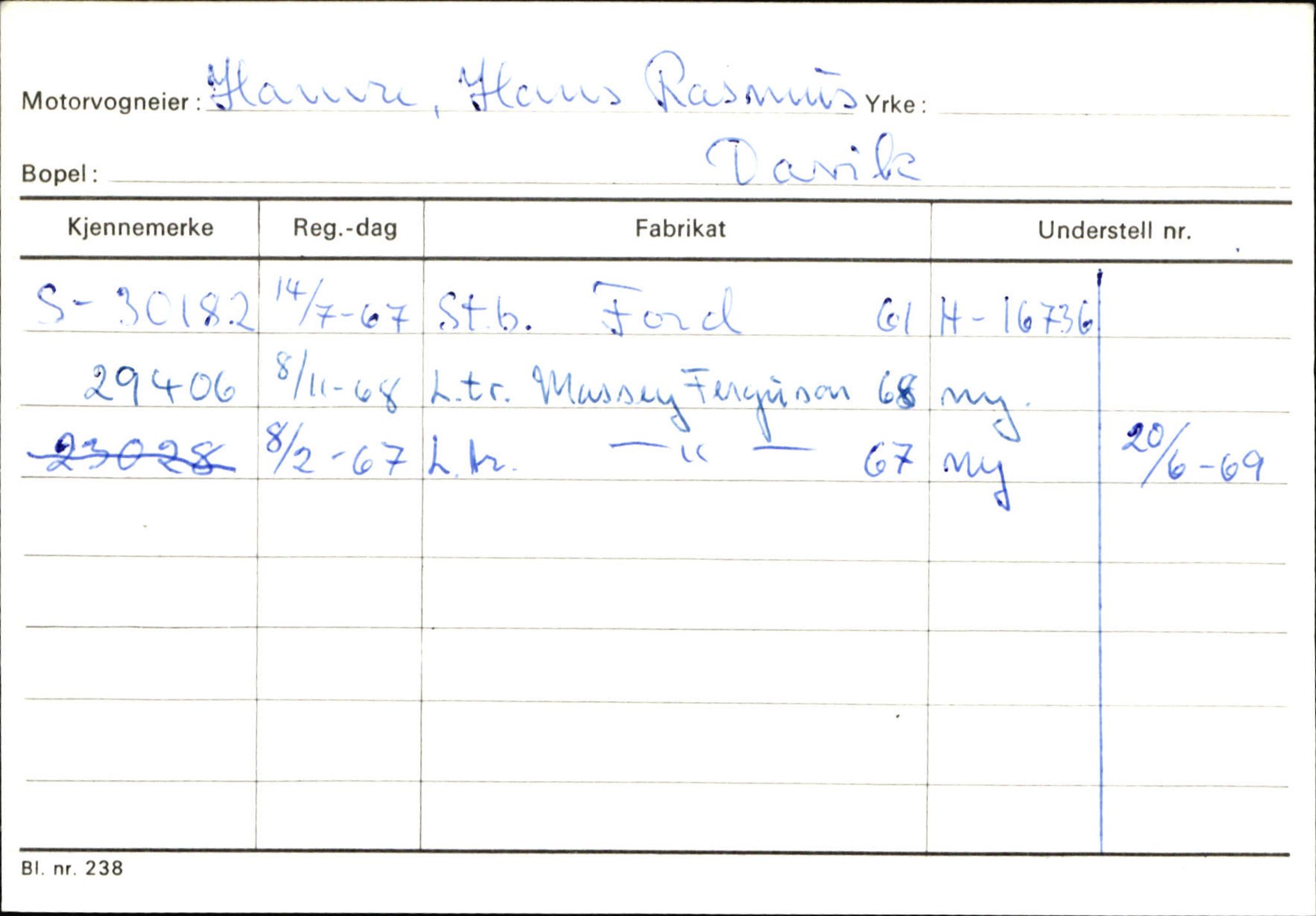 Statens vegvesen, Sogn og Fjordane vegkontor, AV/SAB-A-5301/4/F/L0133: Eigarregister Bremanger A-Å. Gaular A-H, 1945-1975, s. 656