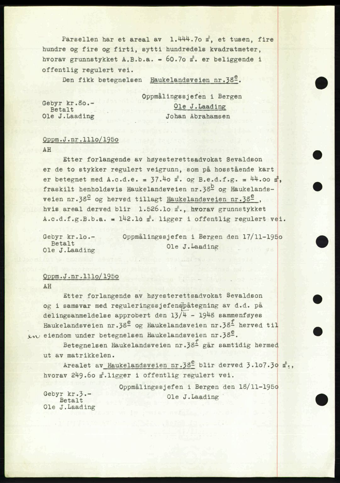 Byfogd og Byskriver i Bergen, SAB/A-3401/03/03Bc/L0034: Pantebok nr. A27-28, 1950-1950, Dagboknr: 10572/1950