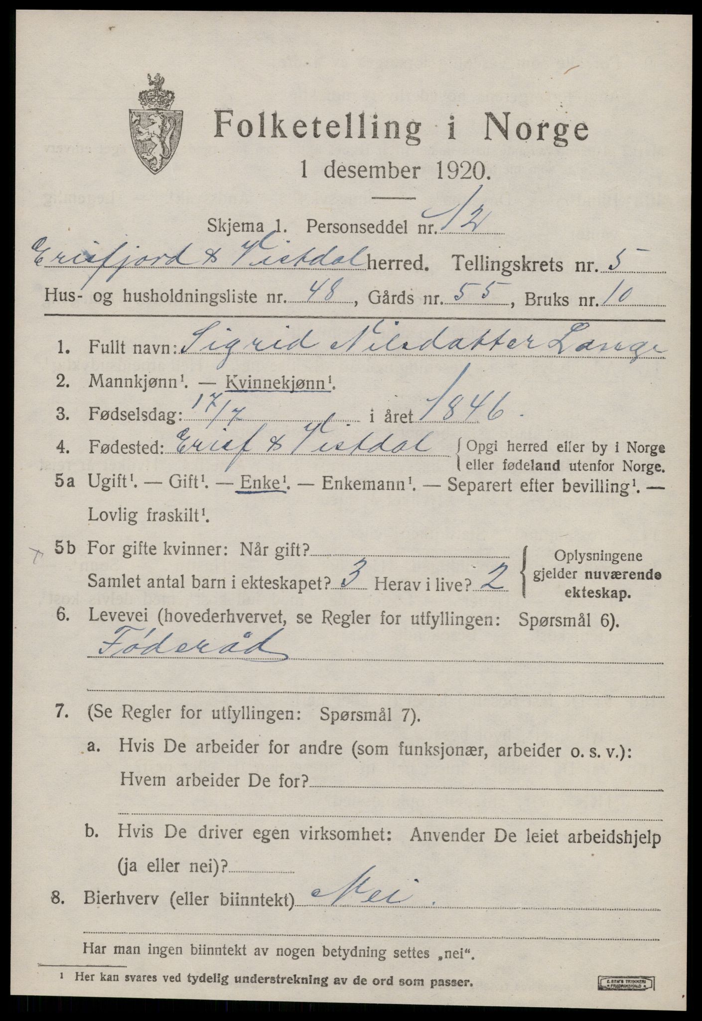 SAT, Folketelling 1920 for 1542 Eresfjord og Vistdal herred, 1920, s. 2987