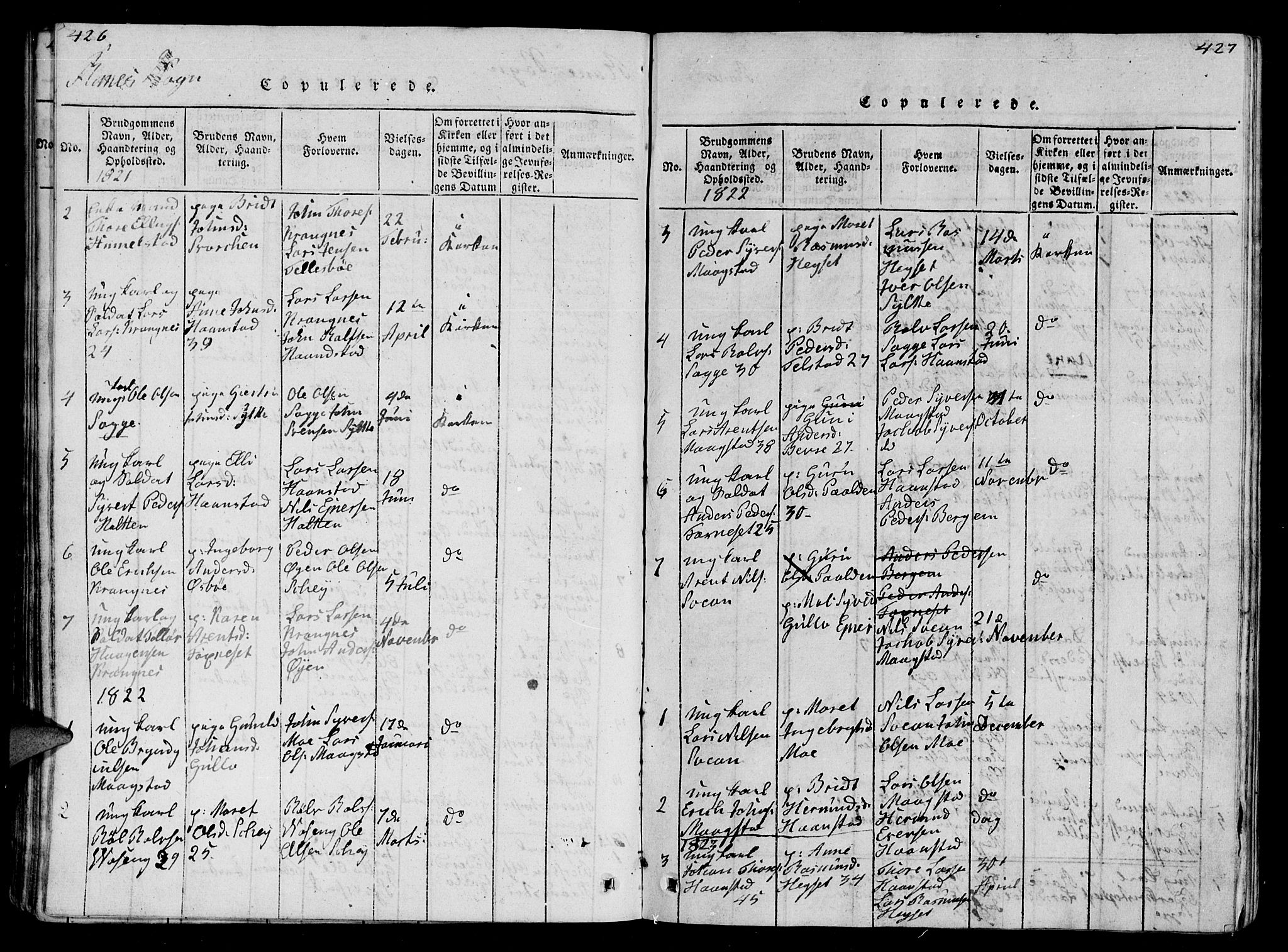 Ministerialprotokoller, klokkerbøker og fødselsregistre - Møre og Romsdal, AV/SAT-A-1454/595/L1050: Klokkerbok nr. 595C02, 1819-1834, s. 426-427