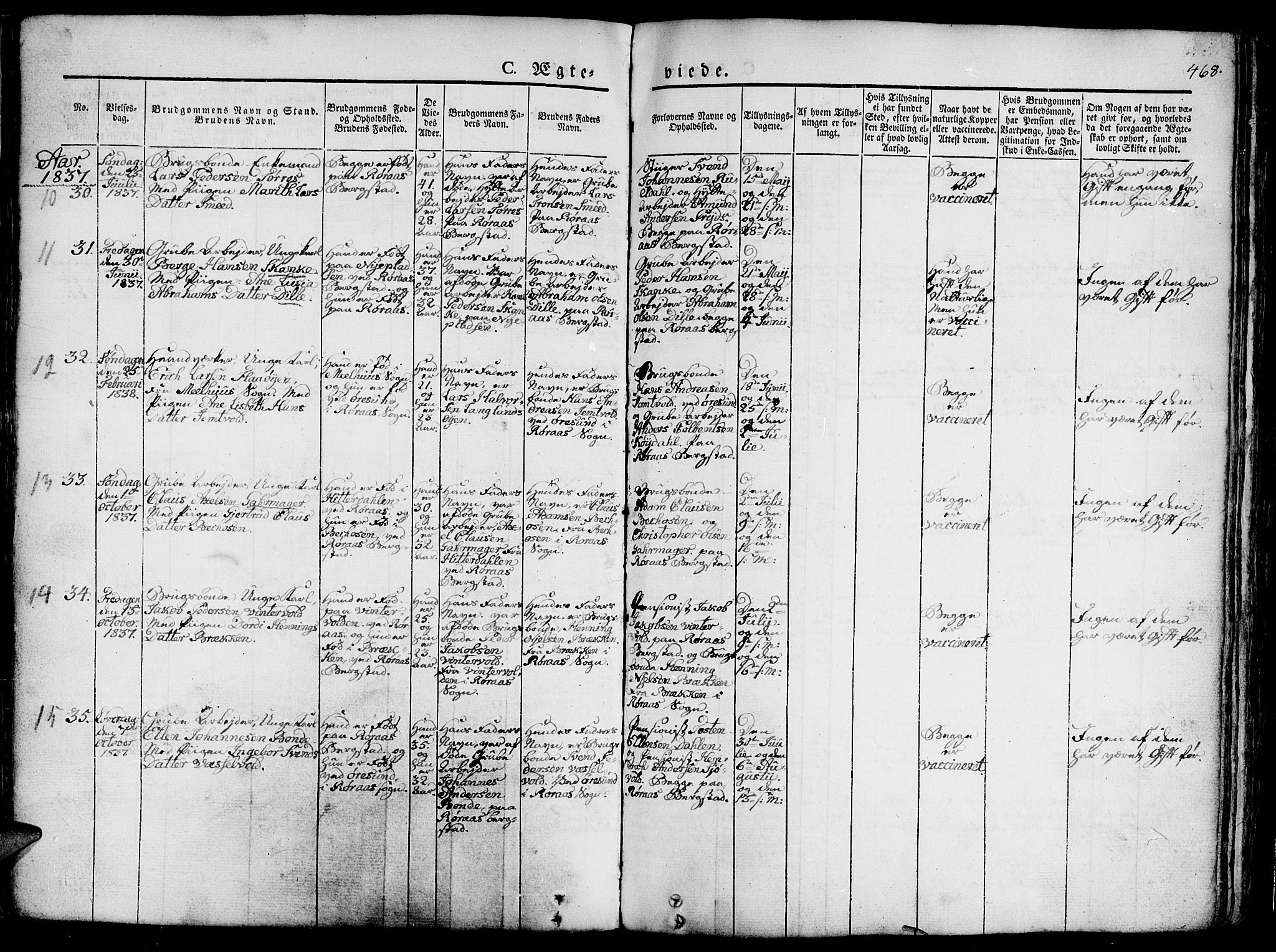 Ministerialprotokoller, klokkerbøker og fødselsregistre - Sør-Trøndelag, SAT/A-1456/681/L0939: Klokkerbok nr. 681C03, 1829-1855, s. 468