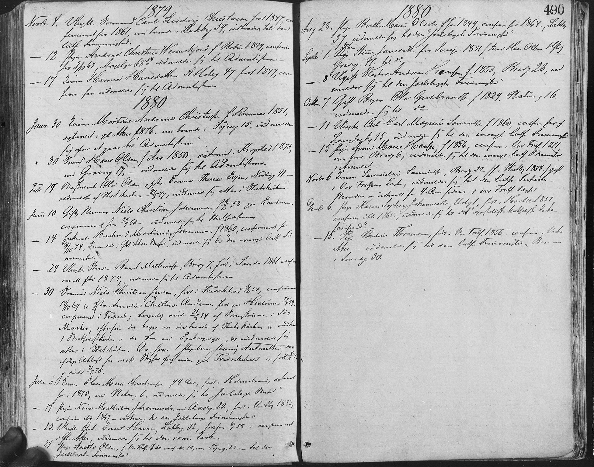 Grønland prestekontor Kirkebøker, AV/SAO-A-10848/F/Fa/L0004: Ministerialbok nr. 4, 1869-1880, s. 490